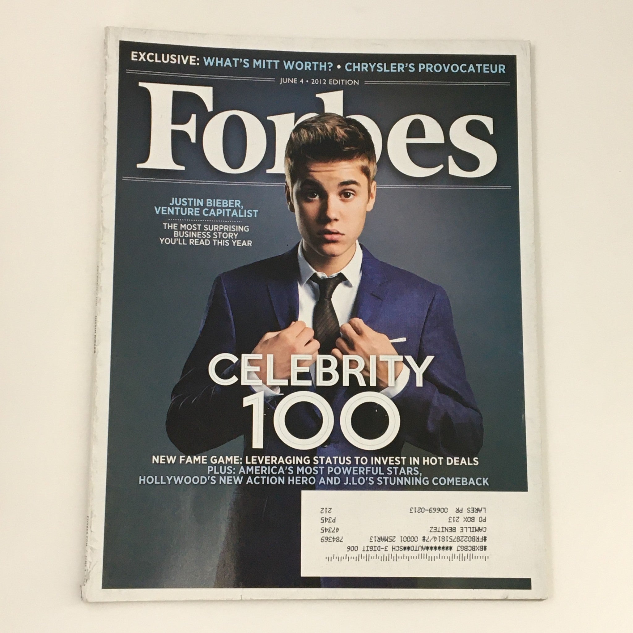 Forbes Magazine June 4 2012 Justin Bieber, Venture Capitalist in Celebrity 100