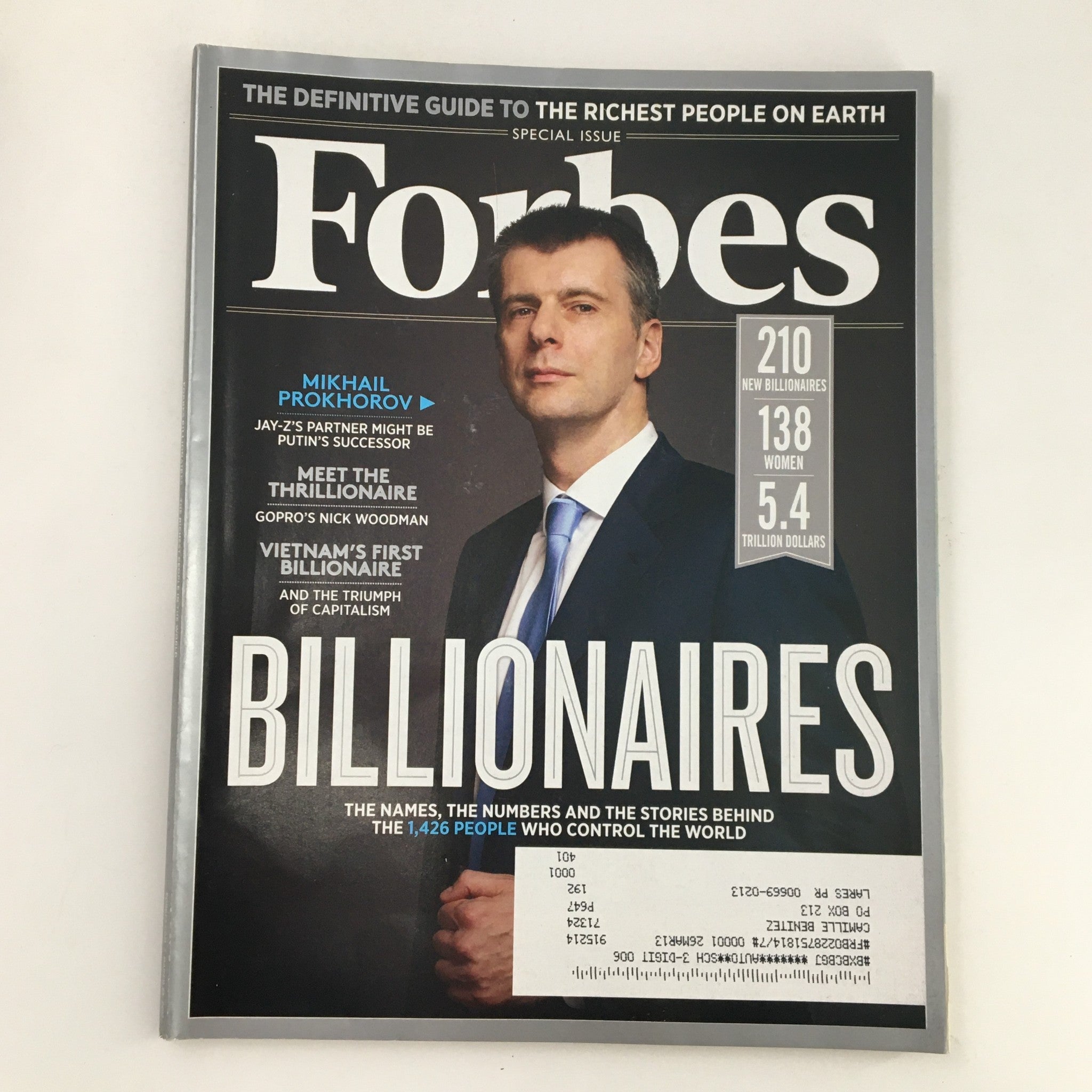 Forbes Magazine March 25 2013 Politician Mikhail Prokhorov, Jay-Z's Partner