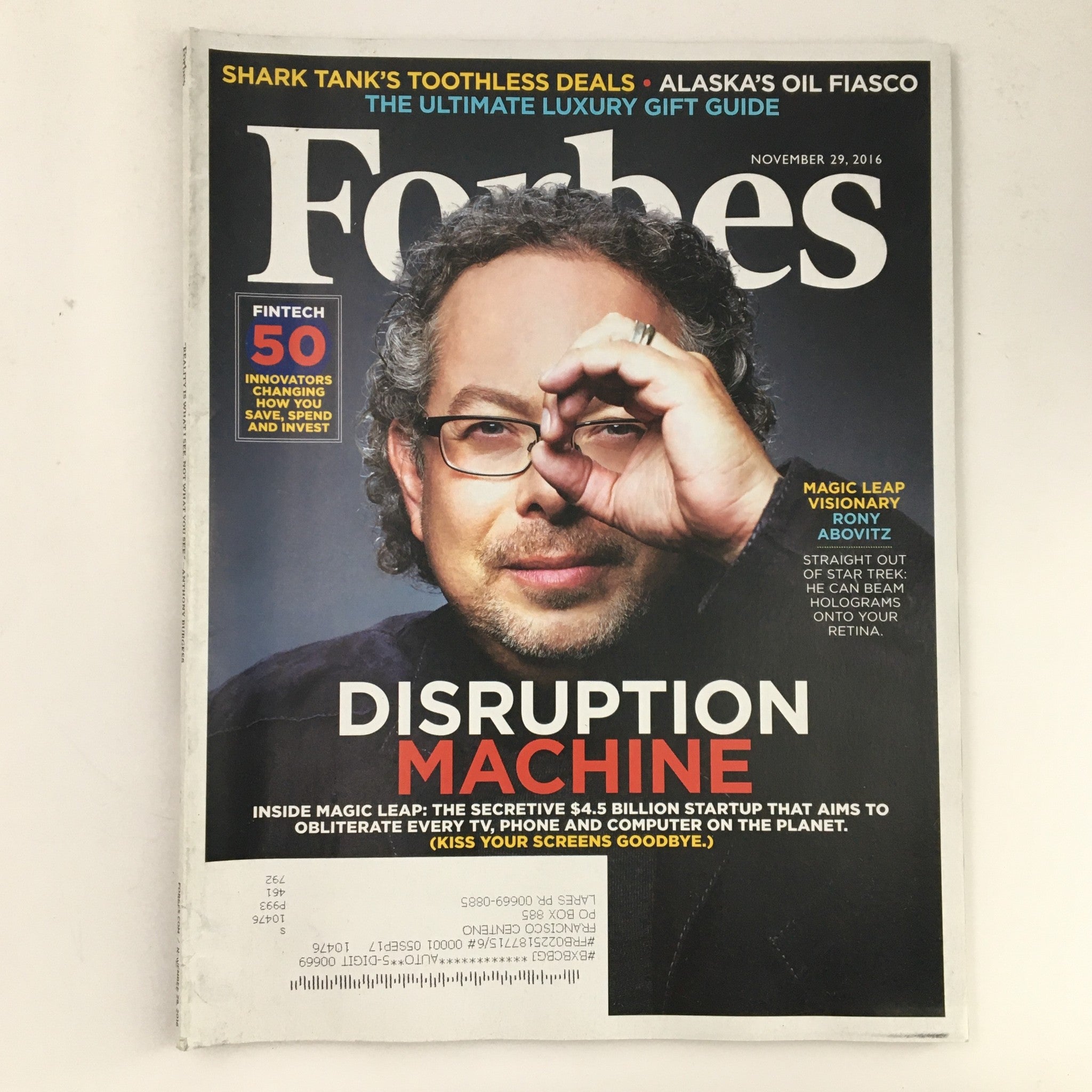 Forbes Magazine November 29 2016 Magic Leap Visionary Rony Abovitz