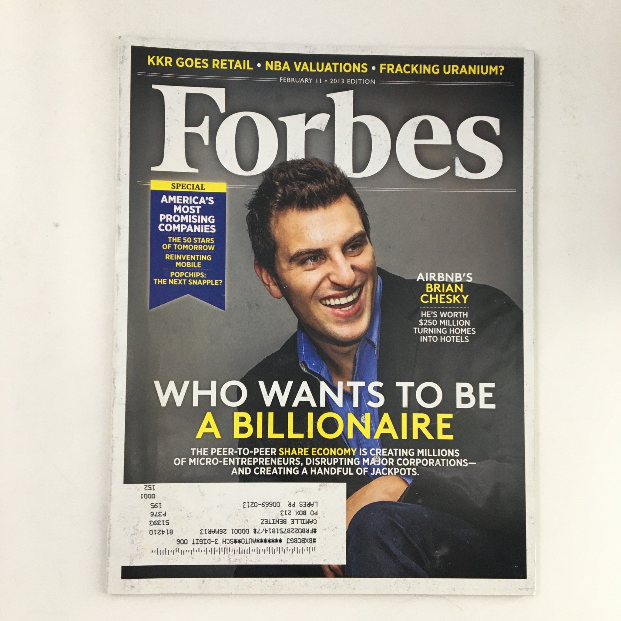 Forbes Magazine February 11 2013 AirBnb's Brian Chesky & Hunter Landers