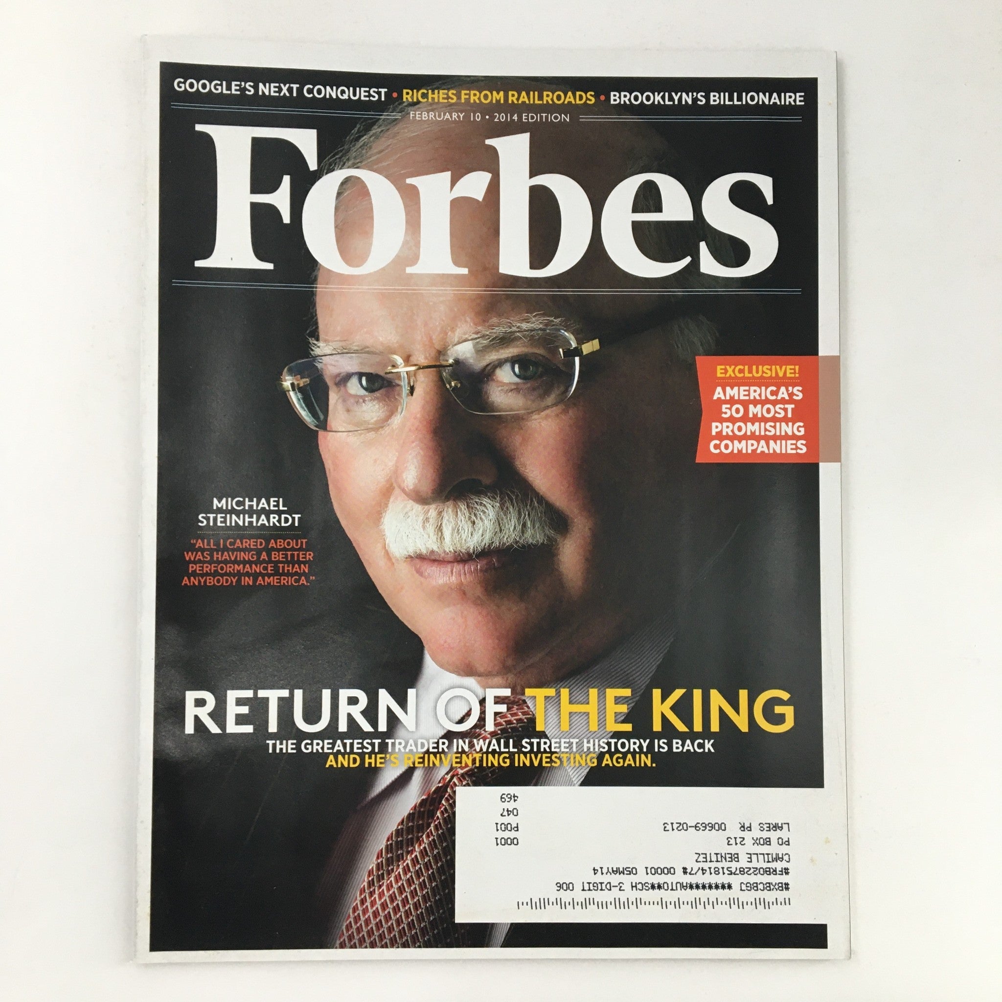 Forbes Magazine February 10 2014 Return of the King Michael Steinhardt