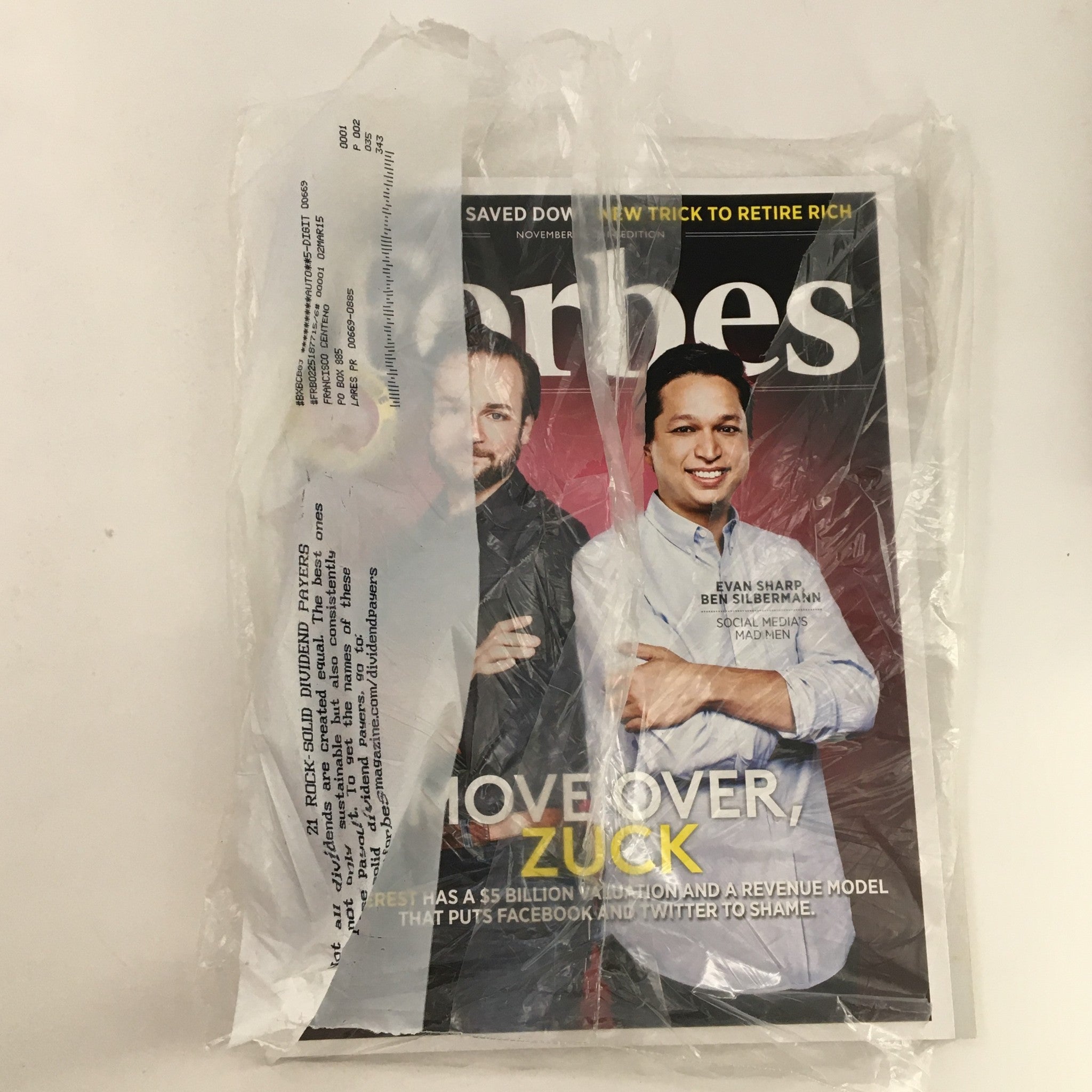 Forbes Magazine November 3 2014 Evan Sharp & Ben Silbermann Social Media Mad Men