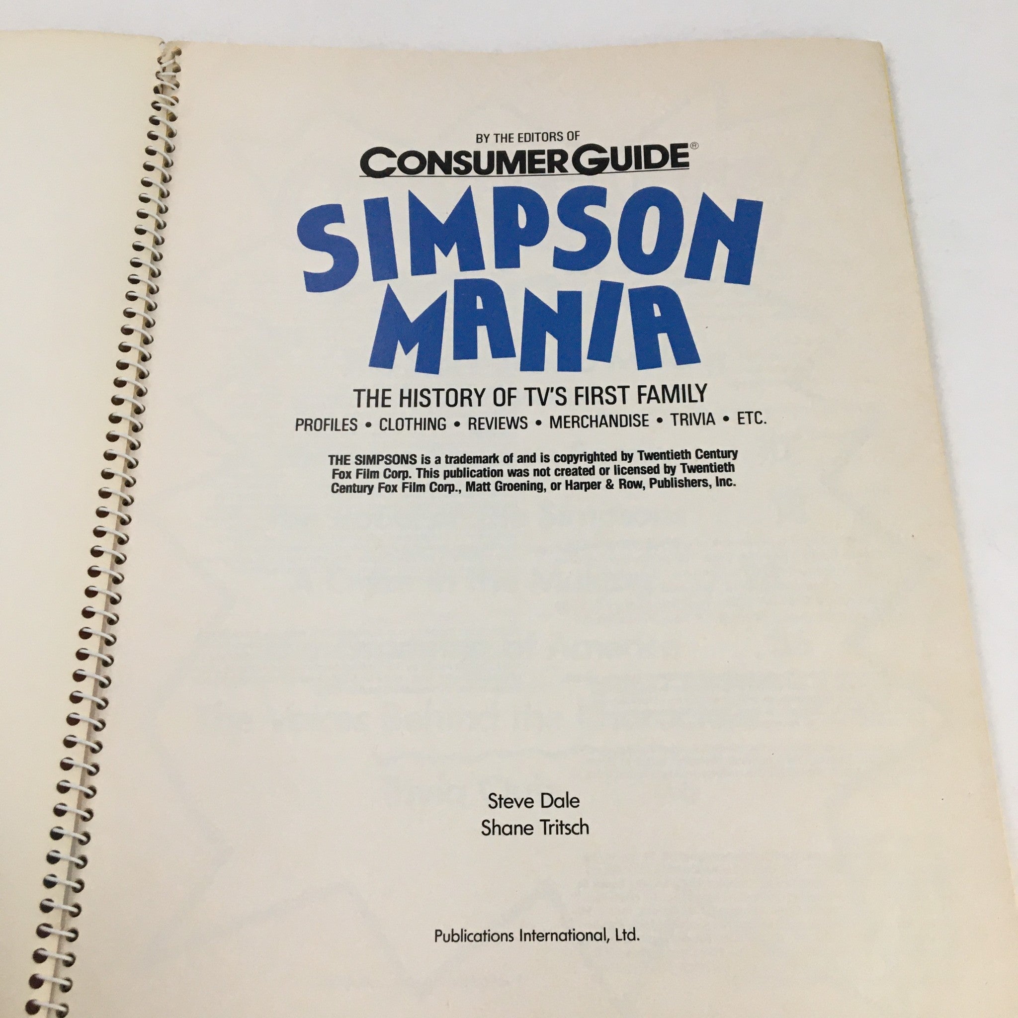 1990 Consumer Guide Presents Simpson Mania The History of TV's First Family