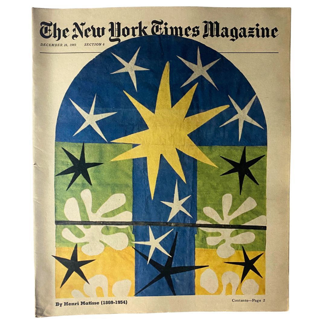 The New York Times Magazine December 28 1969 Henri Matisse Cover No Label VG