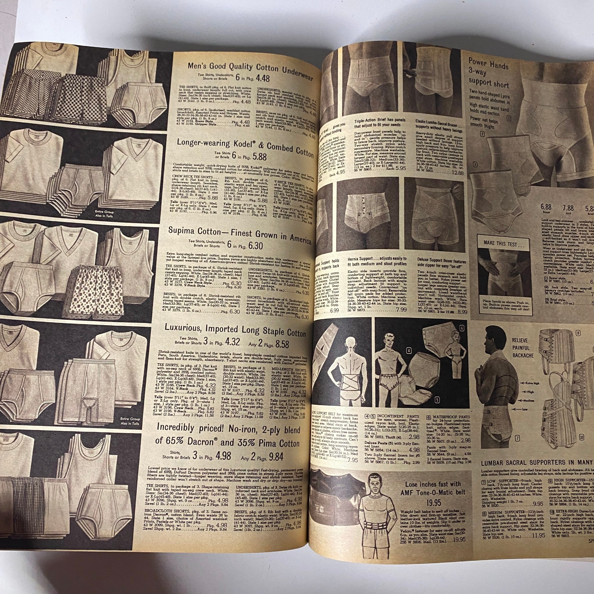 1969 Spiegel Spring and Summer Catalog featuring men's underwear styles with detailed product descriptions and pricing, highlighting comfortable options.