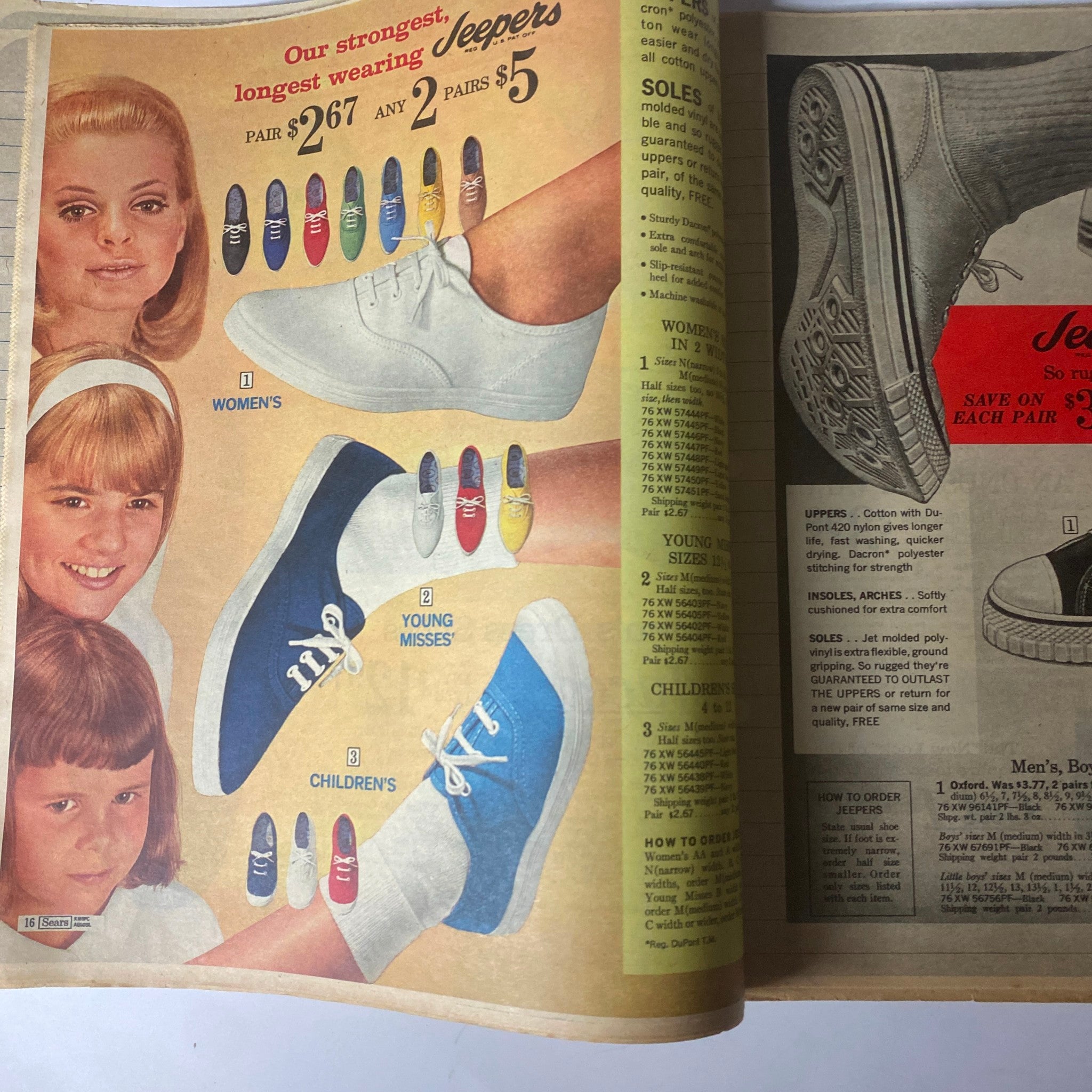 1967 Sears Timely Back To School Catalog featuring youth footwear options, highlighting Jeepers shoes for women, young misses, and children with price listings.
