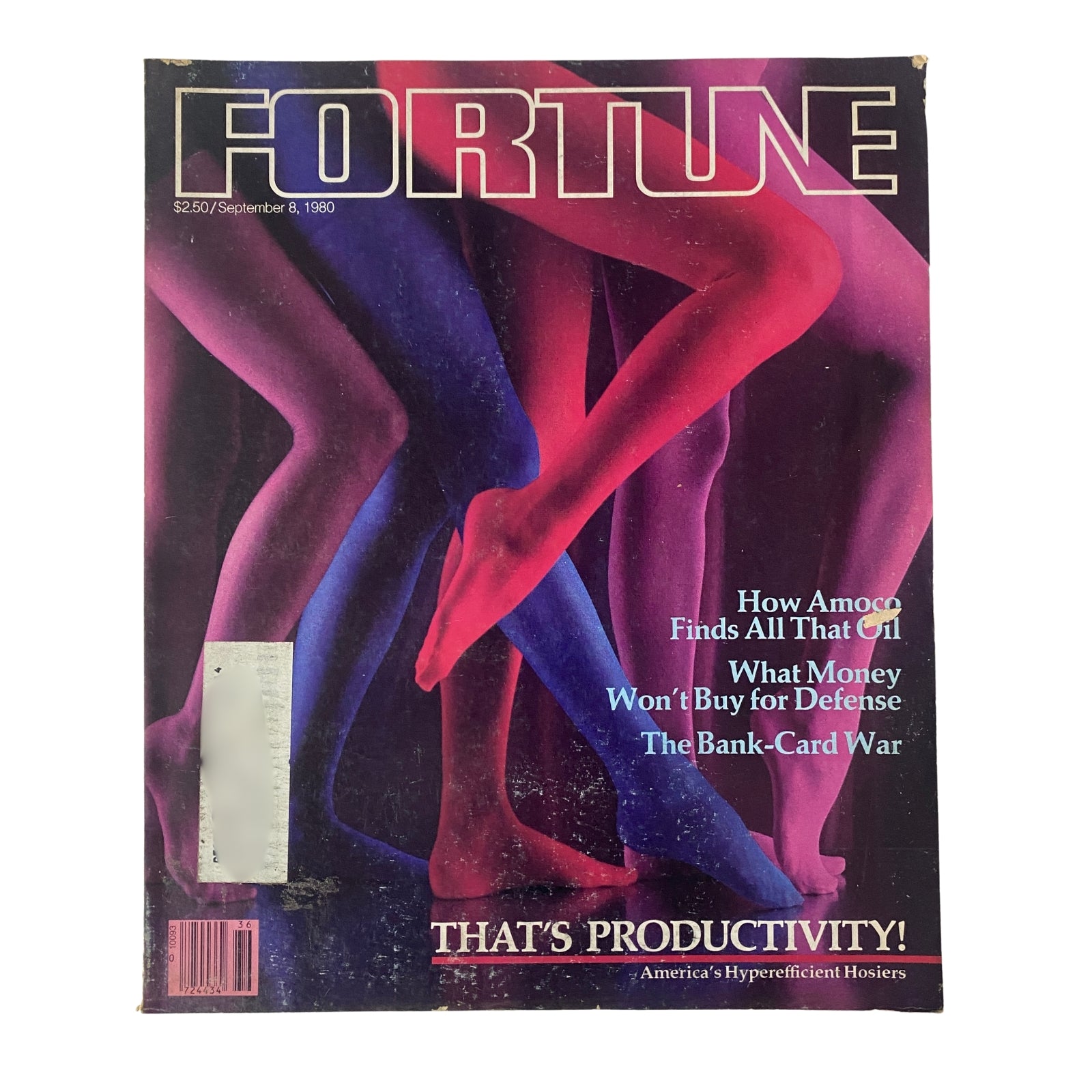 Cover of Fortune Magazine, September 8, 1980, featuring the iconic 'The Legs' artwork by Enrico Ferorelli. Highlights include articles on Amoco's oil strategies and the Bank-Card War.
