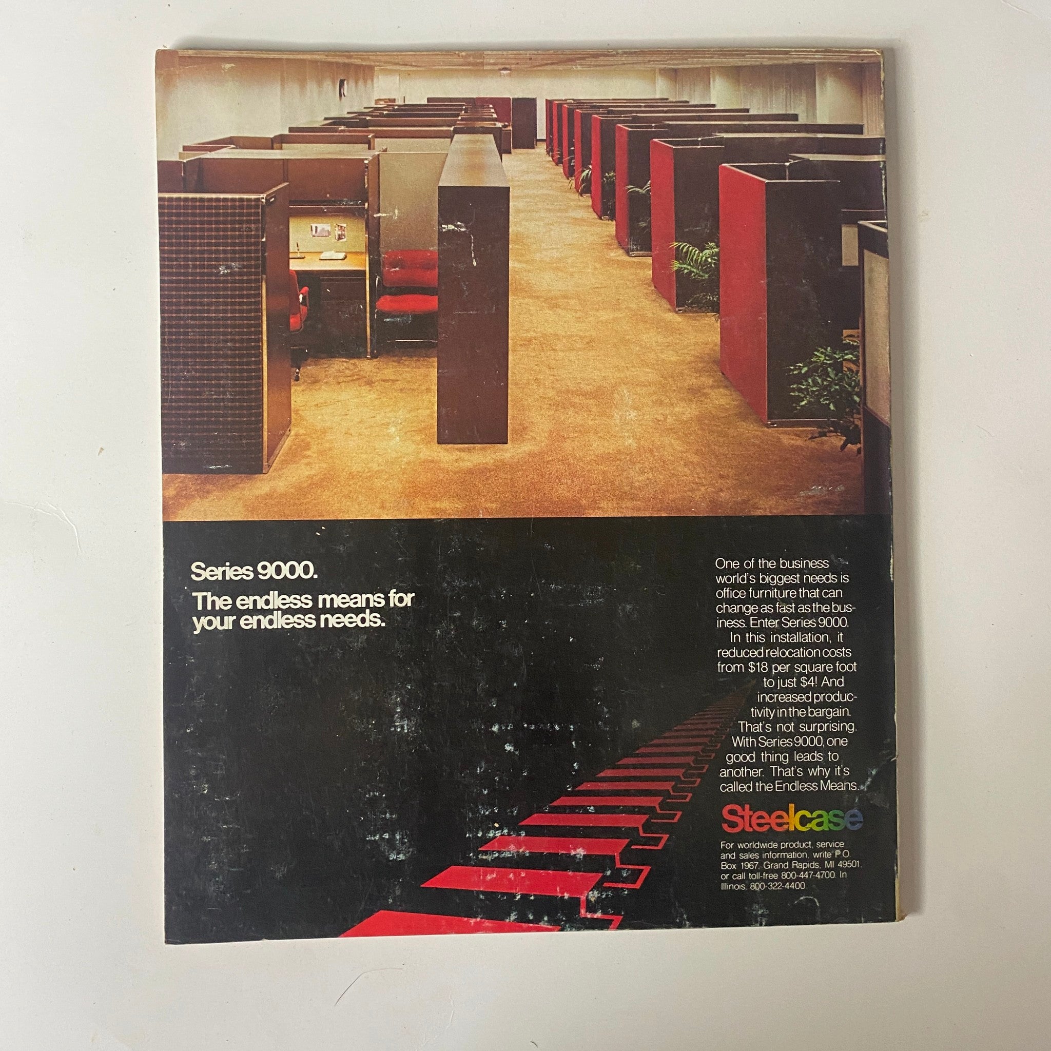 Back cover of Fortune Magazine September 8, 1980 showcasing an advertisement for Steelcase Series 9000 office furniture, emphasizing its versatility for business needs.
