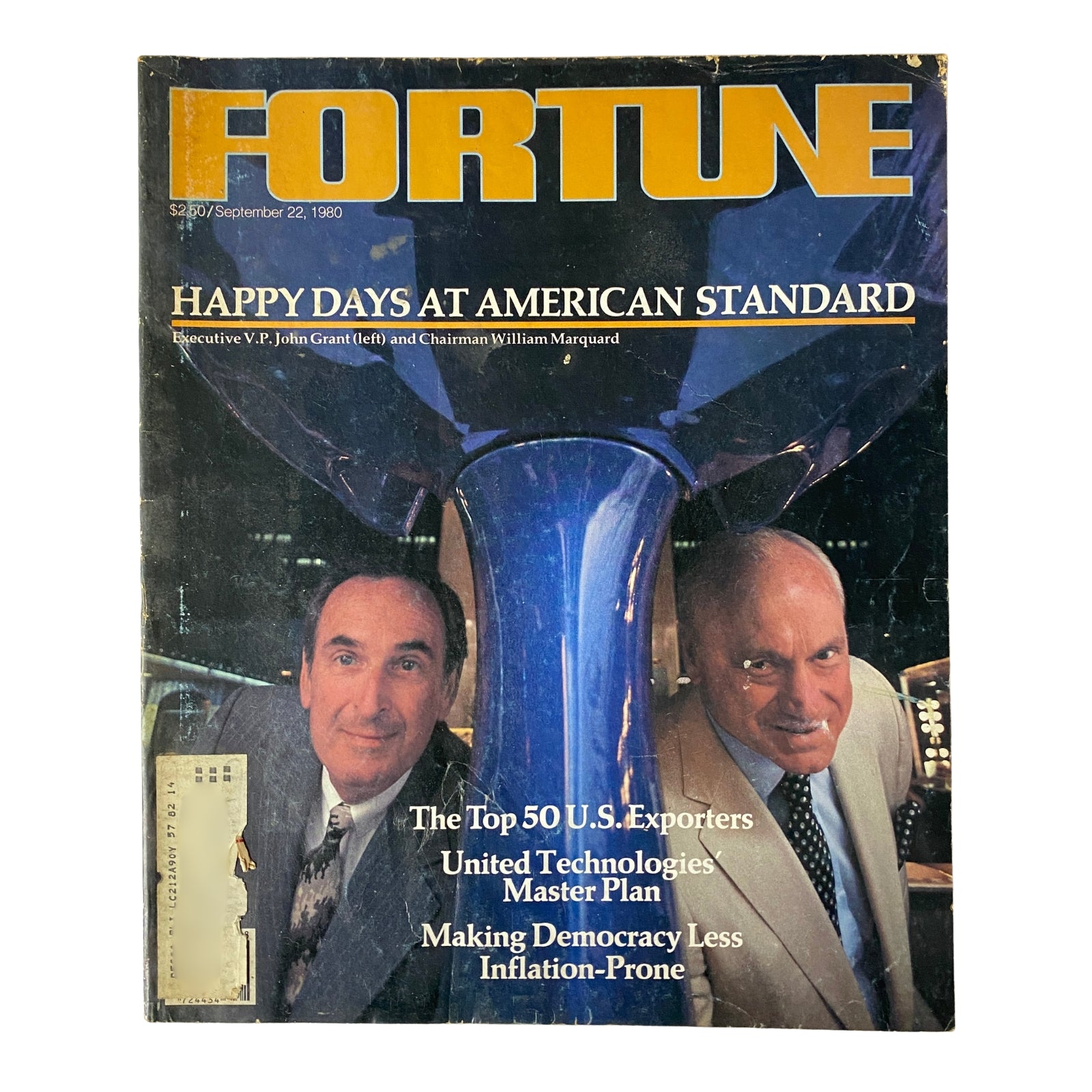 Fortune Magazine September 22, 1980 cover featuring John Grant and Chairman William Marquard, highlighting topics like American business and economic challenges.
