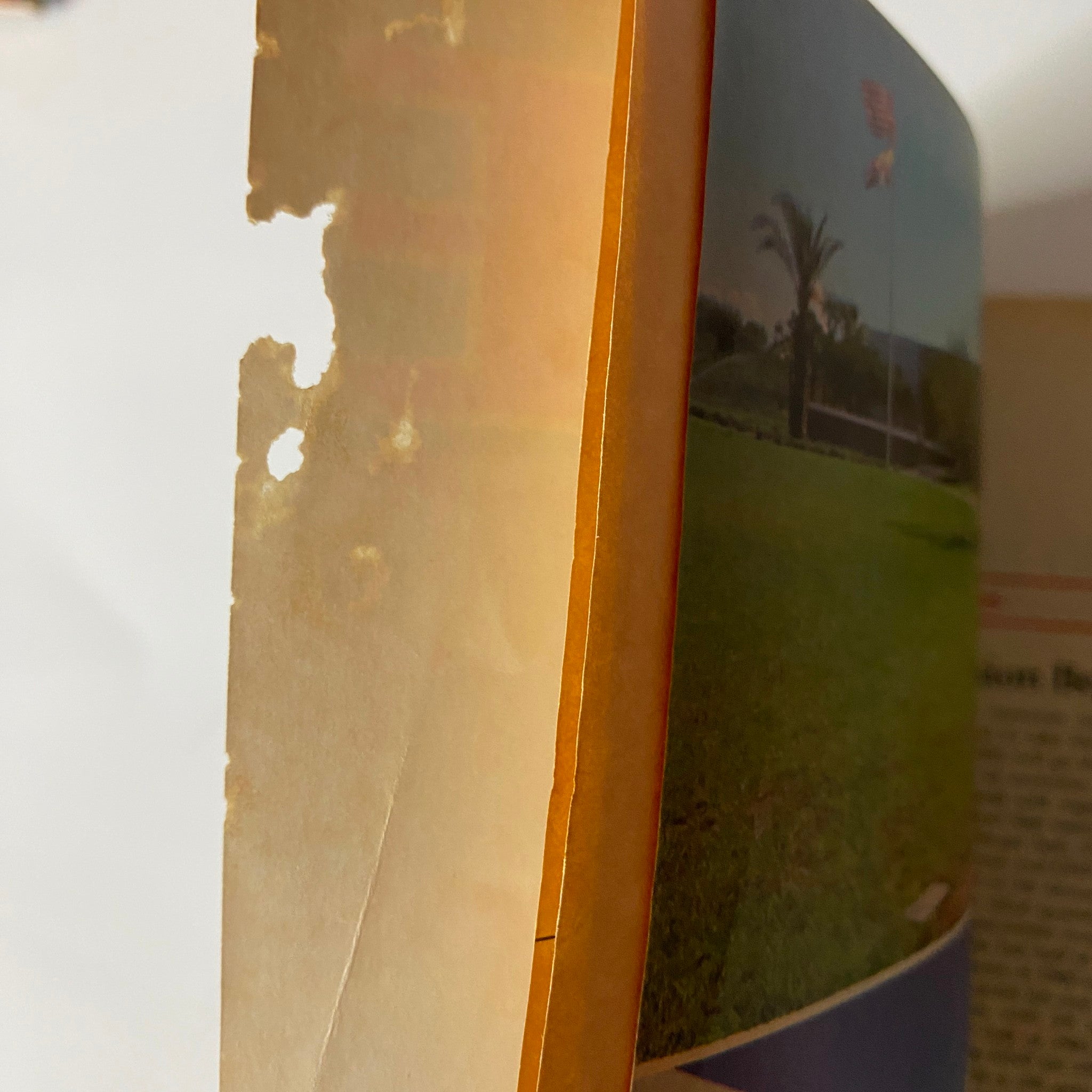 Close-up of the spine of Fortune Magazine January 12, 1981 featuring signs of wear and tear, illustrating its history as a collectible item.
