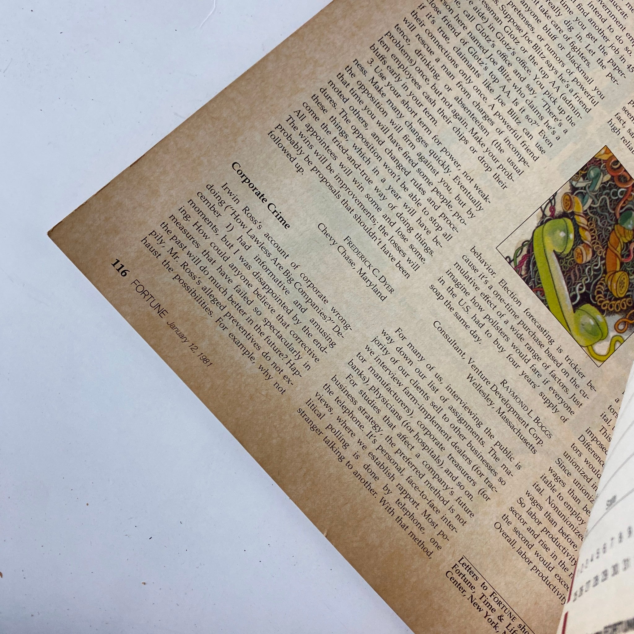 Interior page of Fortune Magazine January 12, 1981 showcasing article content related to the oil industry and corporate strategies.