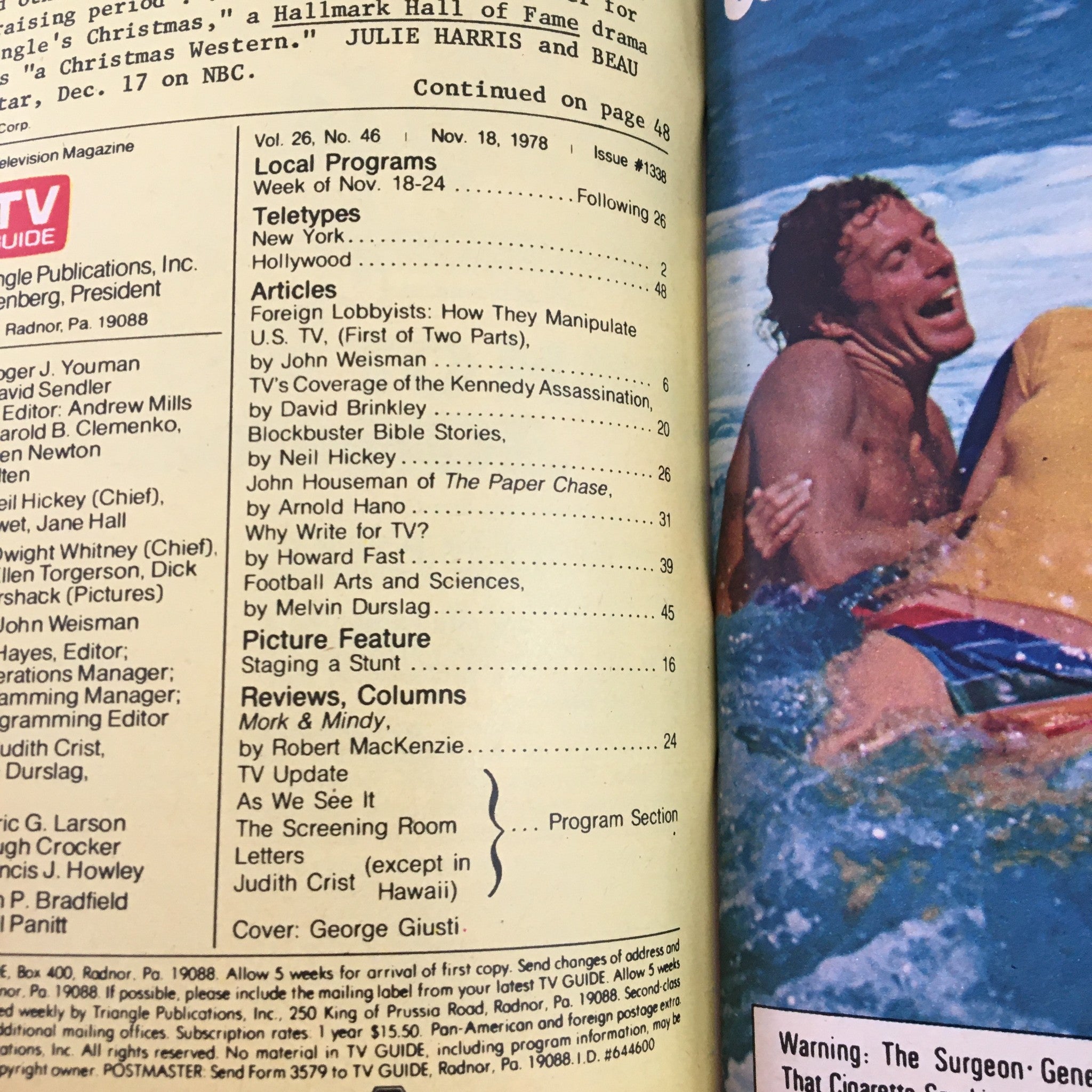 TV Guide Magazine November 18 1978 Foreign Lobbyists Try Manipulate L.A. Edition