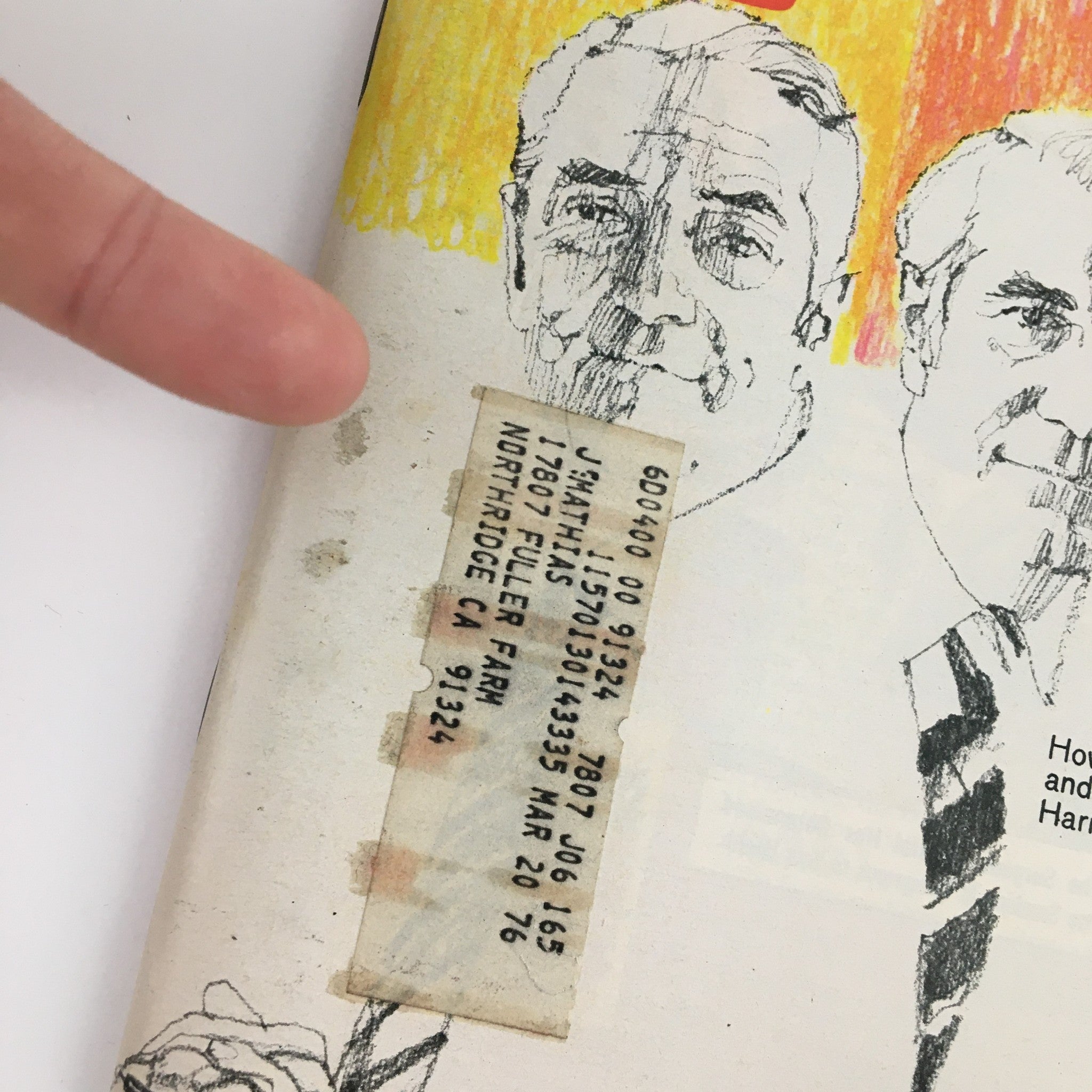 Close-up of the address label on the cover of TV Guide Magazine July 26 1975 featuring Howard K. Smith and Harry Reasoner, showcasing vintage magazine details.
