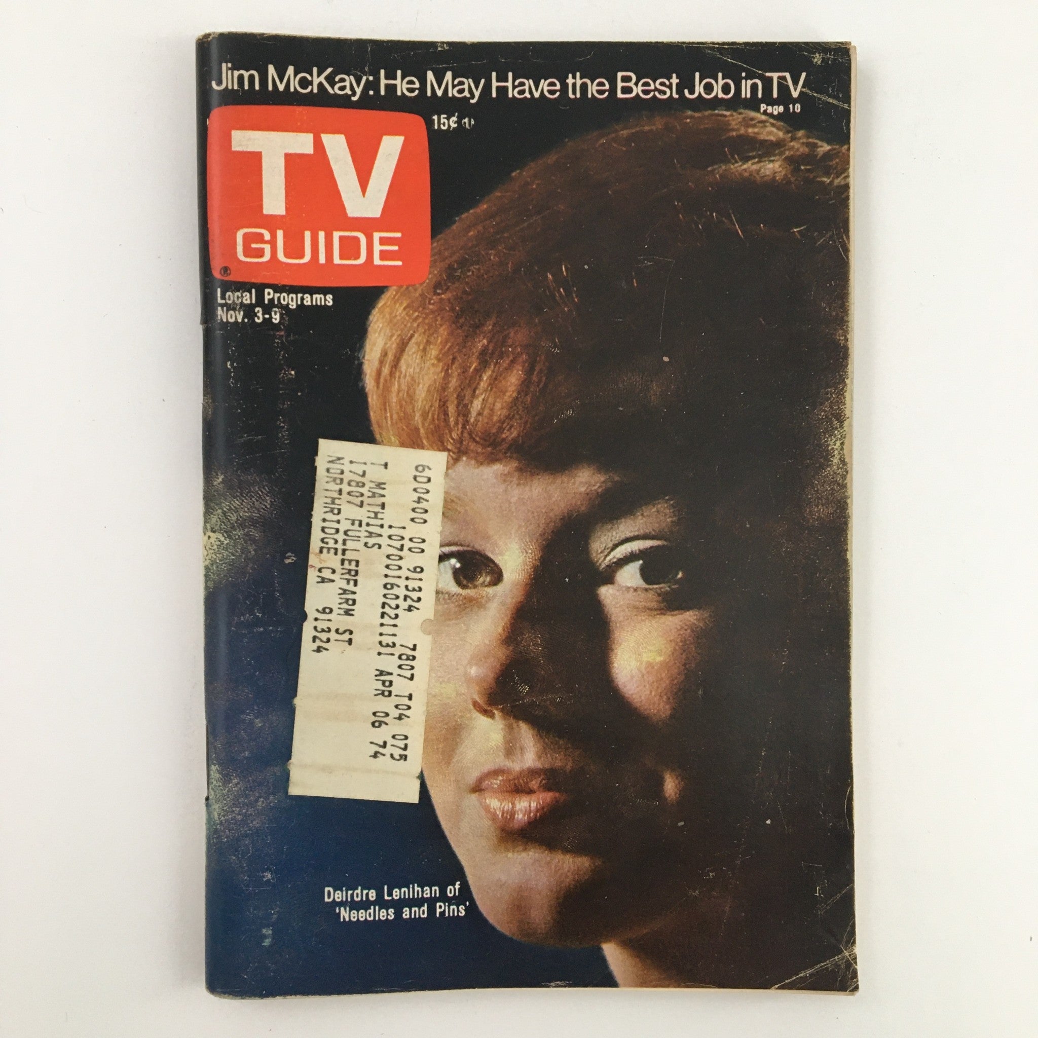 TV Guide Magazine November 3 1973 Deirdre Lenihan of Needles & Pins L.A. Edition