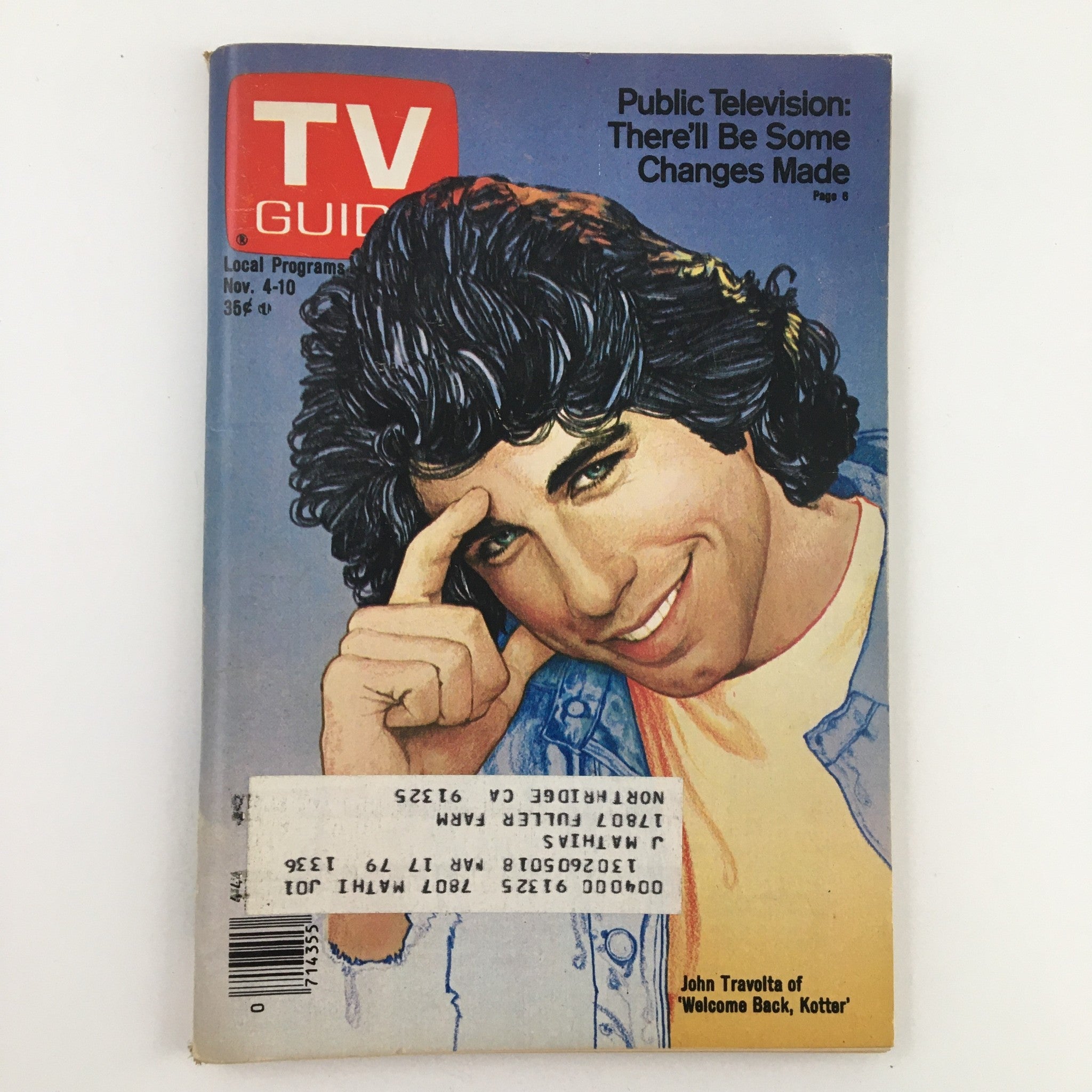 TV Guide Magazine November 4 1978 John Travolta Welcome Back Kotter L.A. Edition