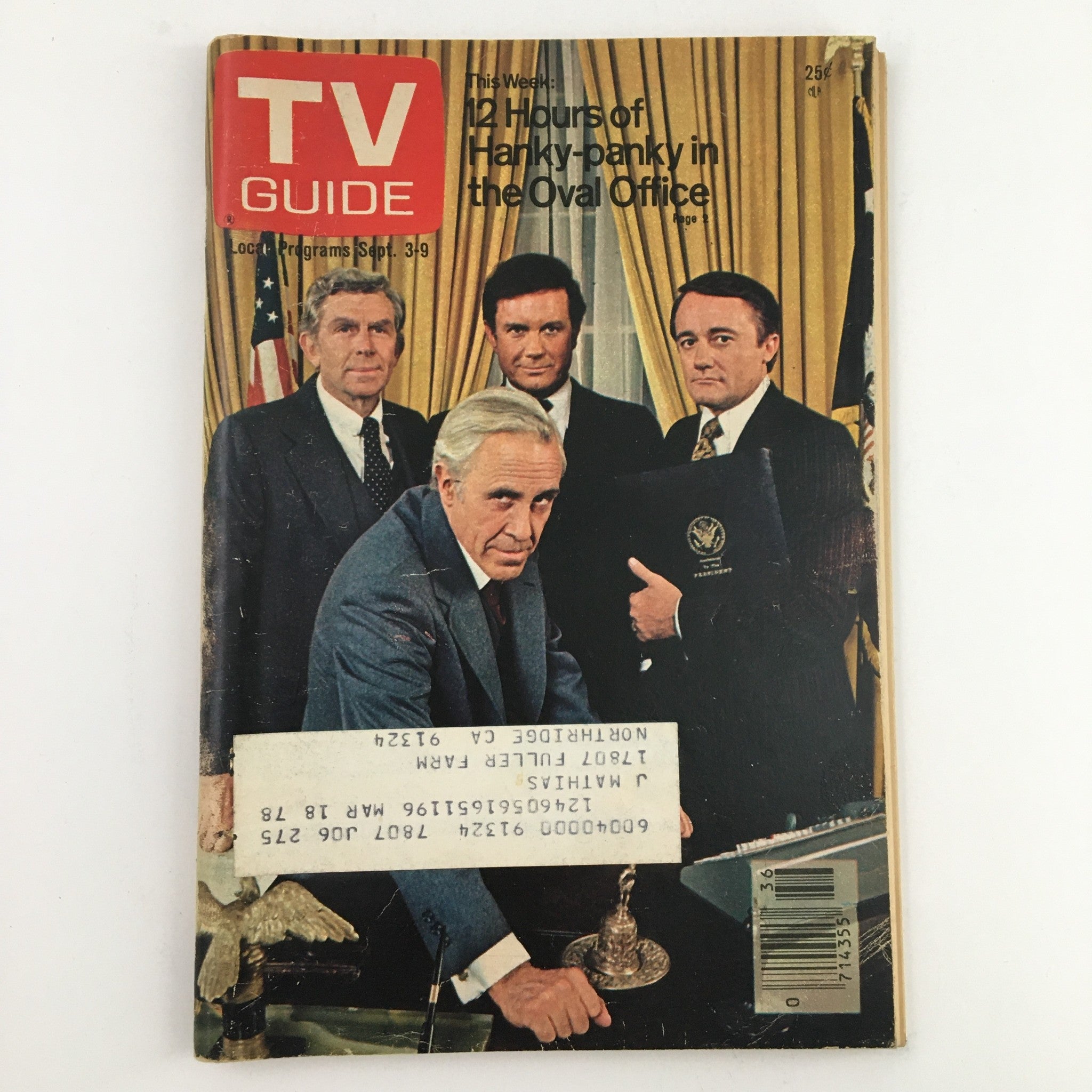 TV Guide Magazine September 3 1977 Andy Griffith at The Oval Office L.A. Edition