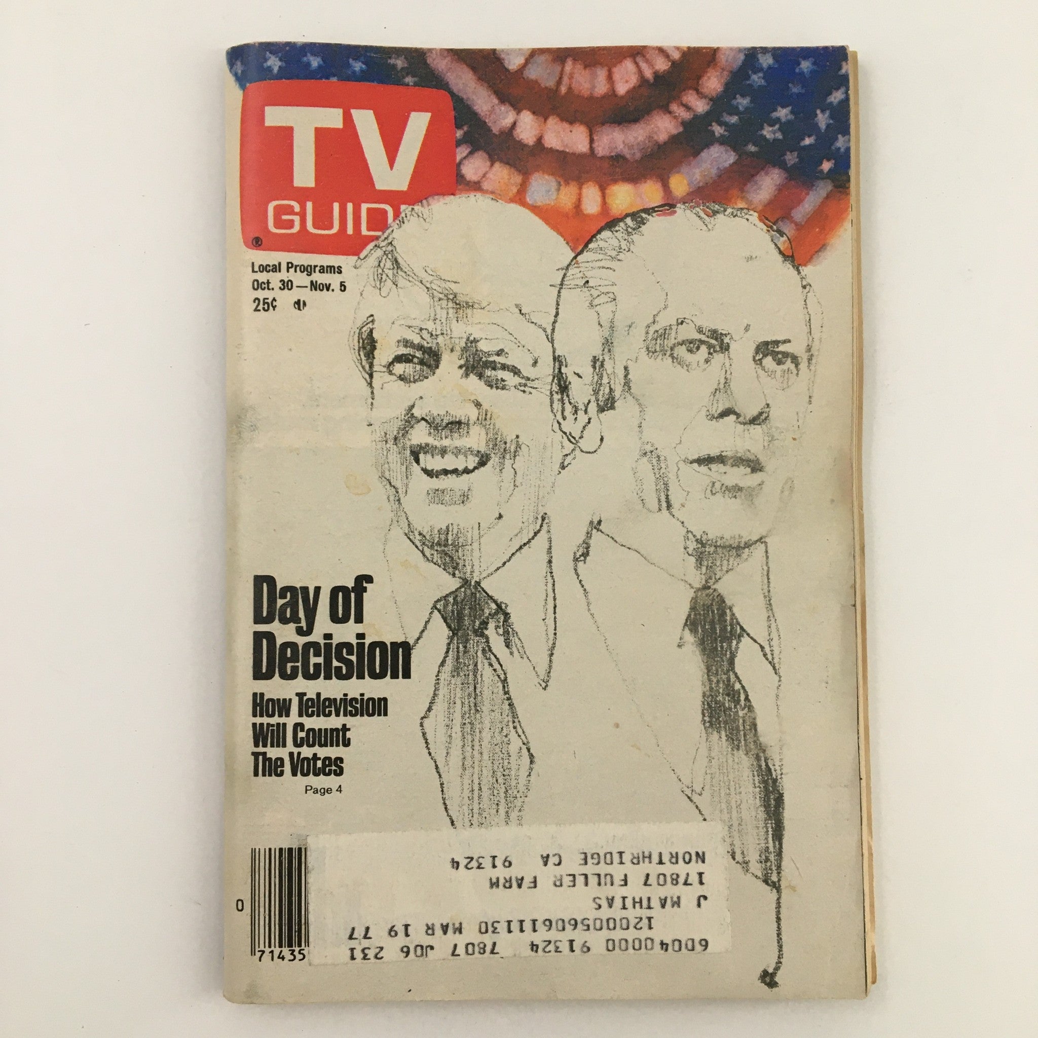 TV Guide Magazine October 30 1976 How Television Will Count Votes L.A. Edition