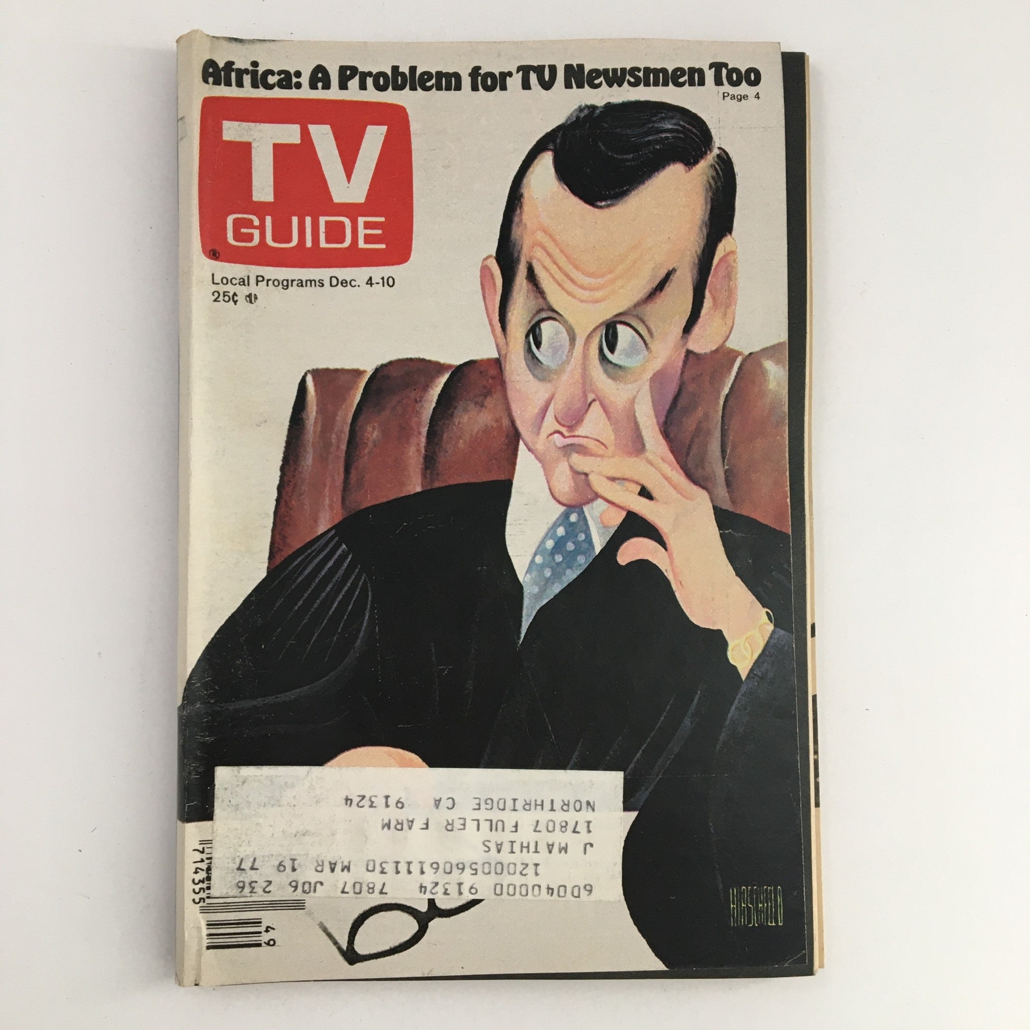 TV Guide Magazine December 4 1976 Tony Randall TV Newsmen Problem L.A. Edition