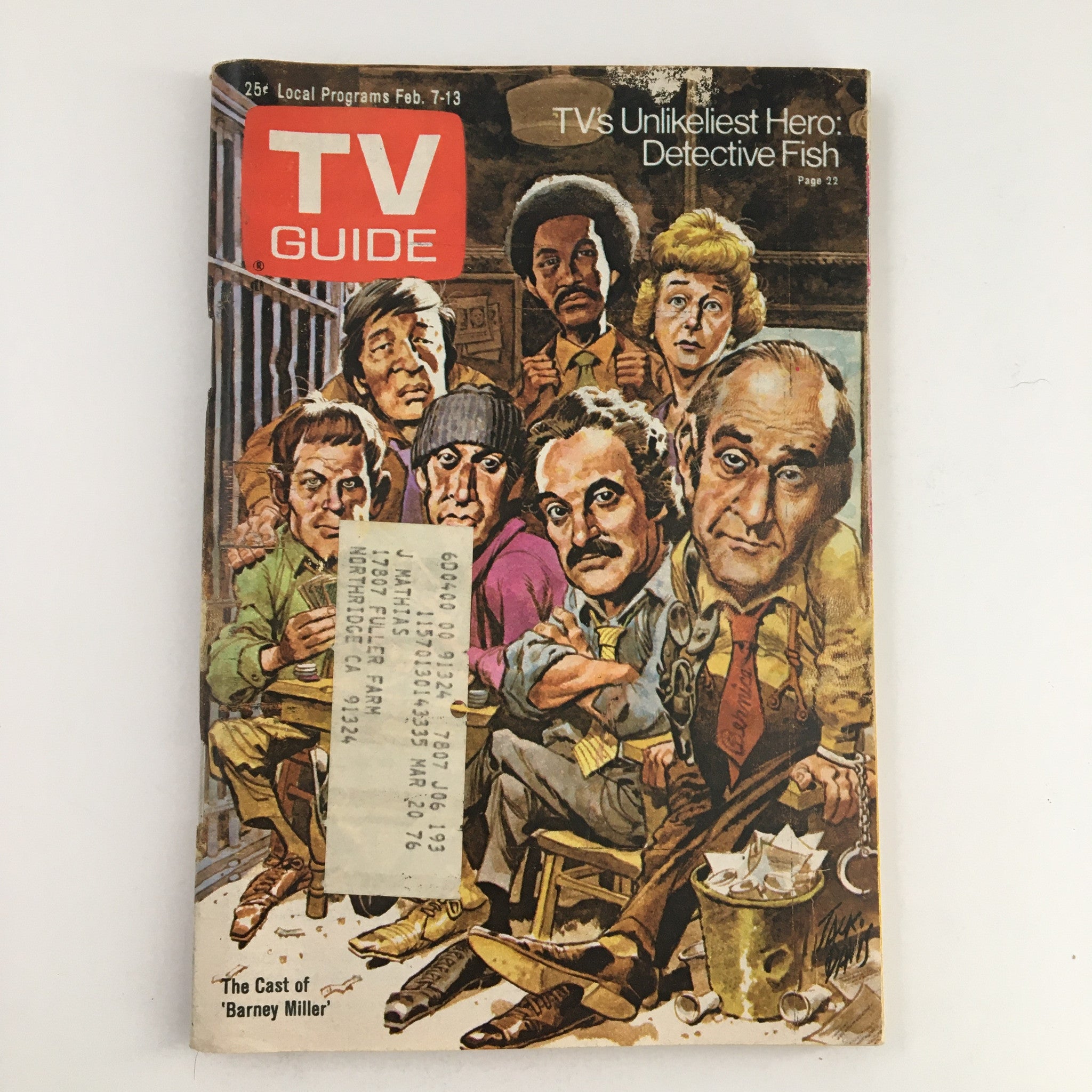 TV Guide Magazine February 7 1976 Abe Vigoda & Barney Miller Cast L.A. Edition