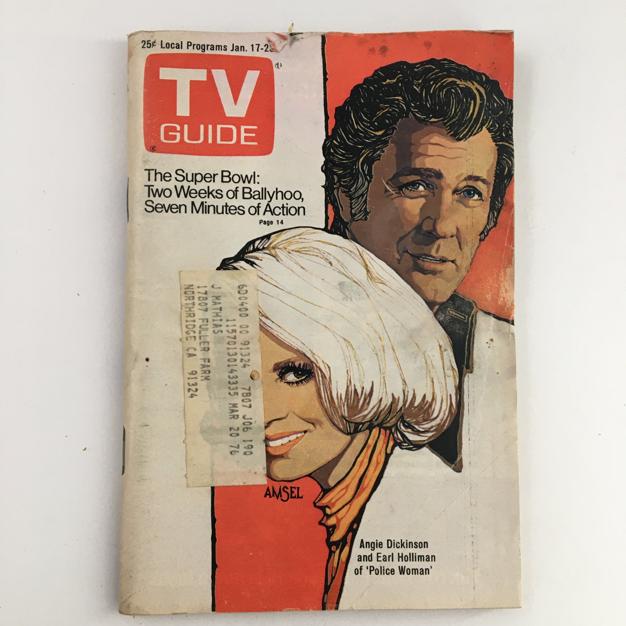 TV Guide Magazine January 17 1976 Angie Dickinson and Earl Holliman L.A. Edition