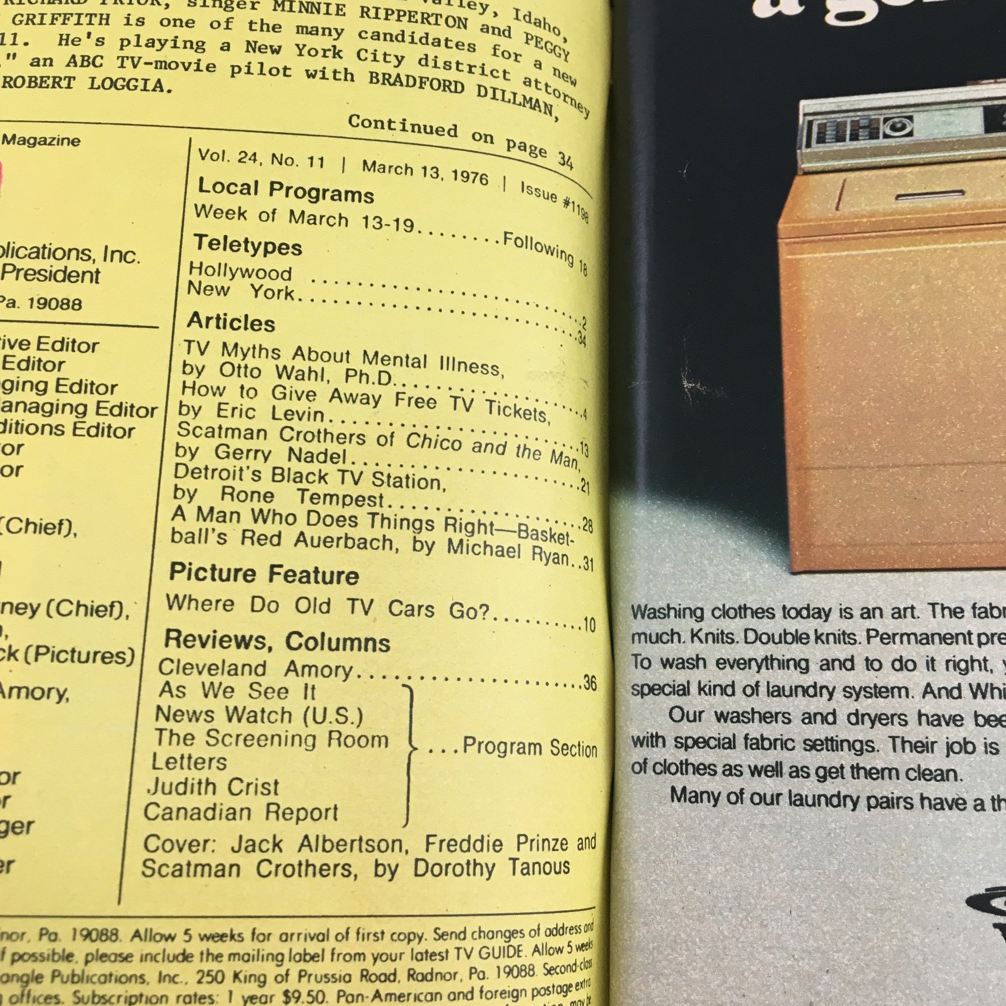 TV Guide Magazine March 13 1976 featuring articles and features on television personalities including Jack Albertson and Freddie Prinze, showcasing insights from the 1970s television era.