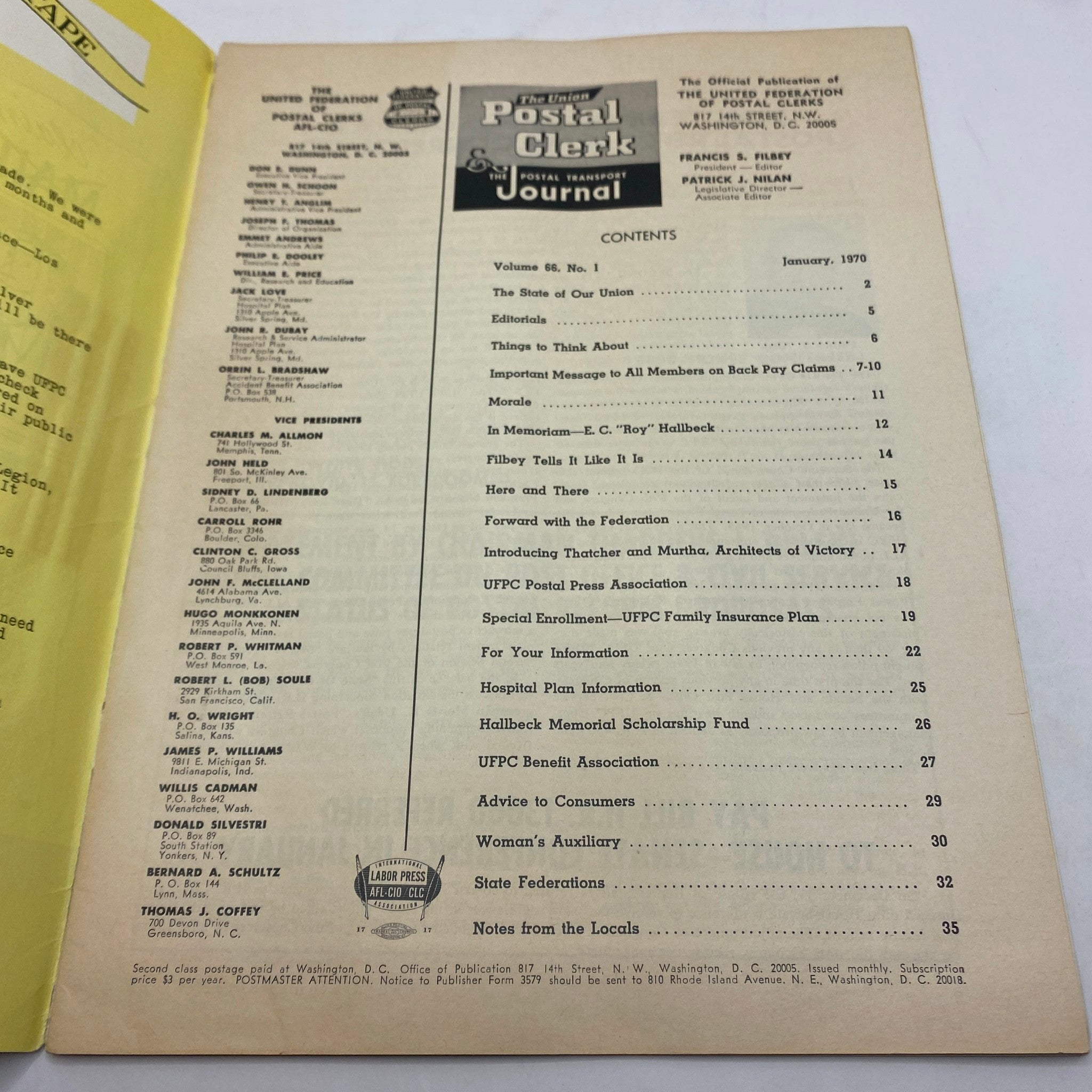 VTG The Union Postal Clerk Journal January 1970 How To File Back Pay Claims