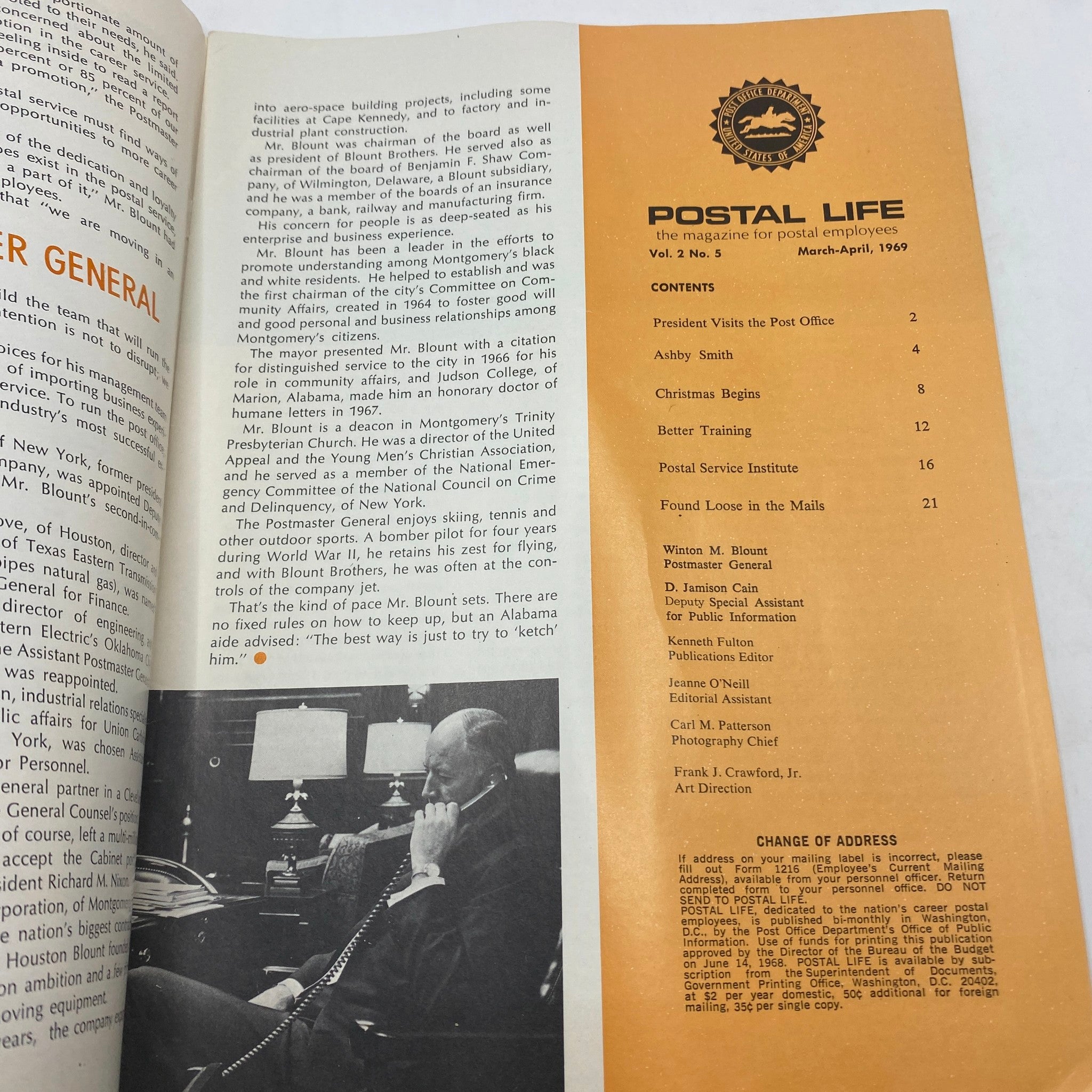 VTG Postal Life Magazine March - April 1969 President Visits the Post Office