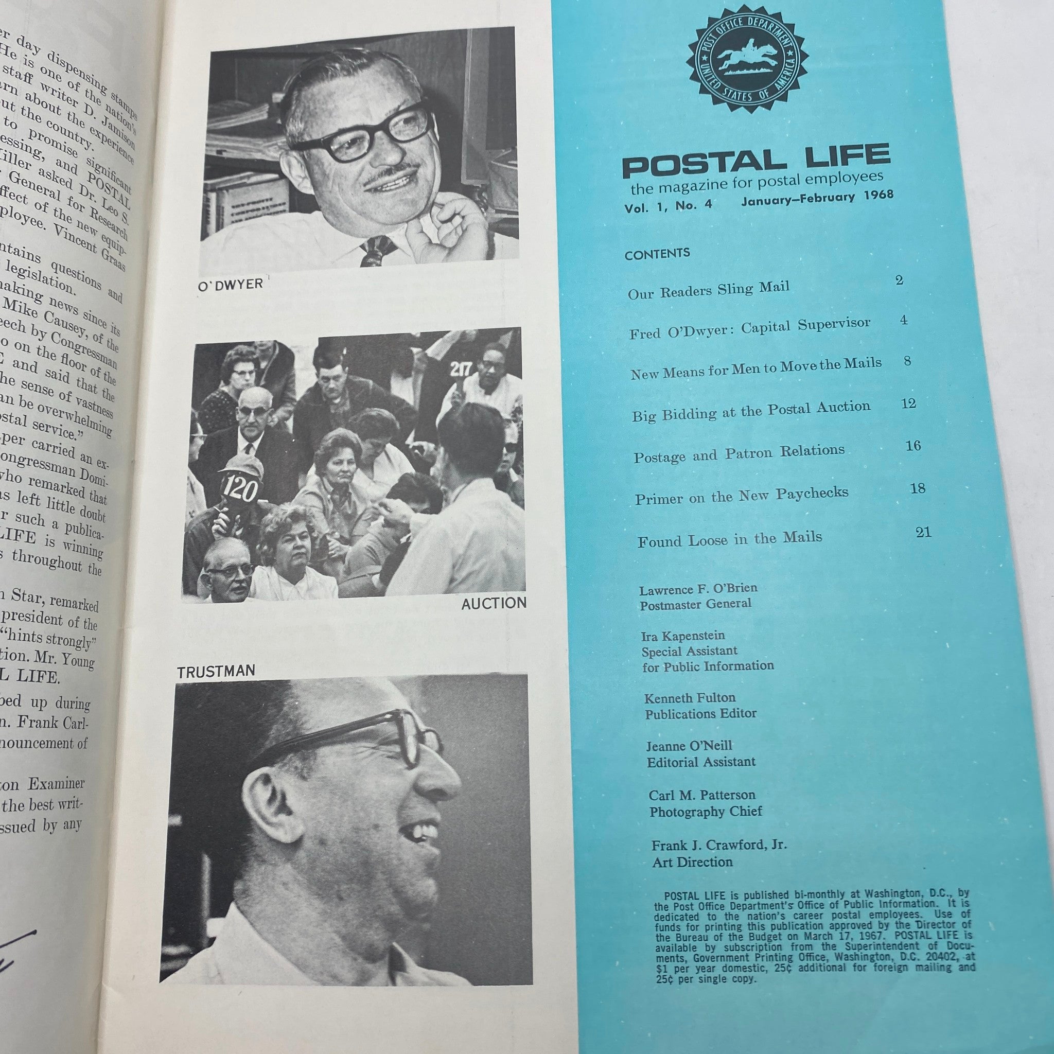 VTG Postal Life Magazine January 1968 Post Office Auction Yields a Bargain