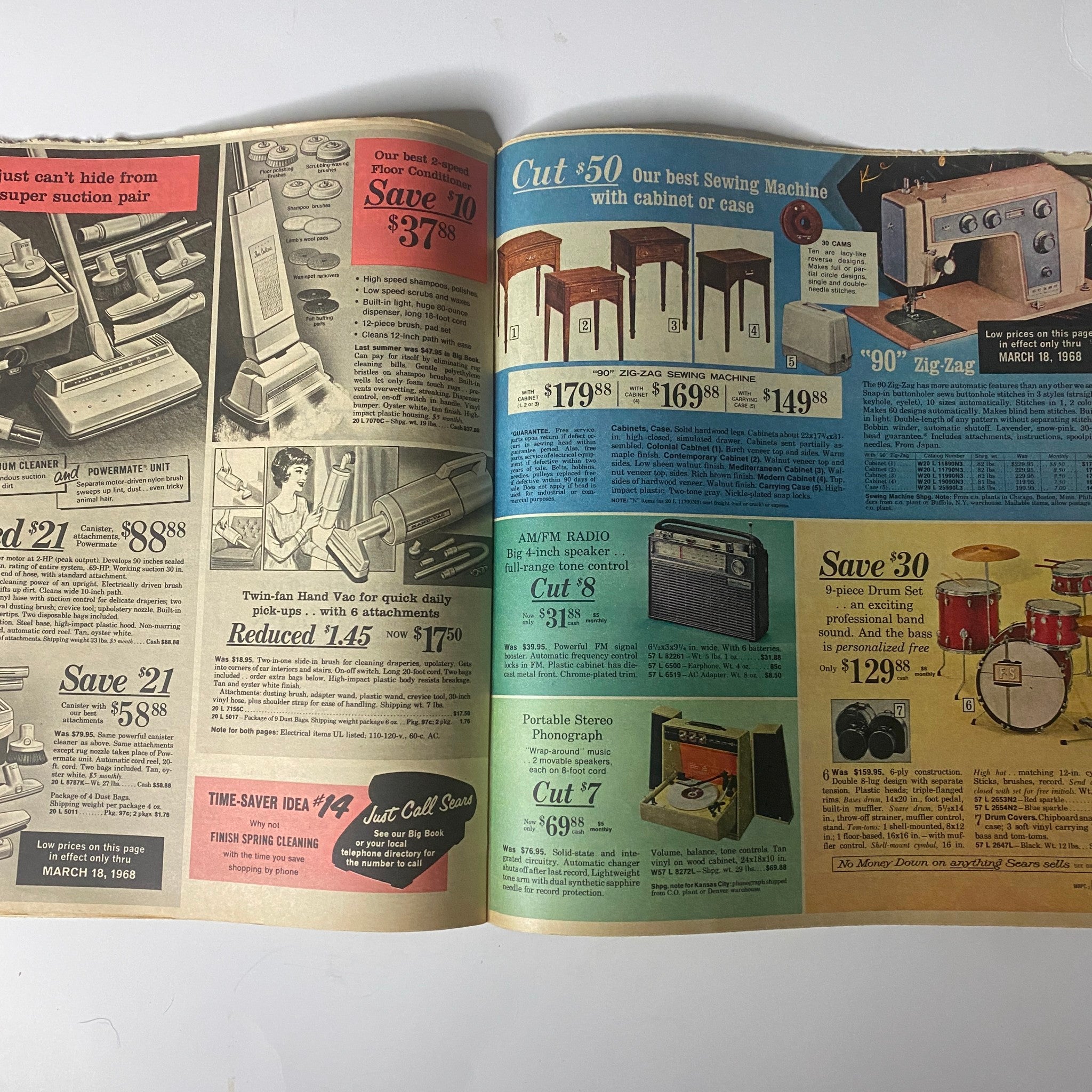 1968 Sears Perma-Prest Casuals Catalog featuring a selection of household appliances and tools, illustrating versatile and practical home products.