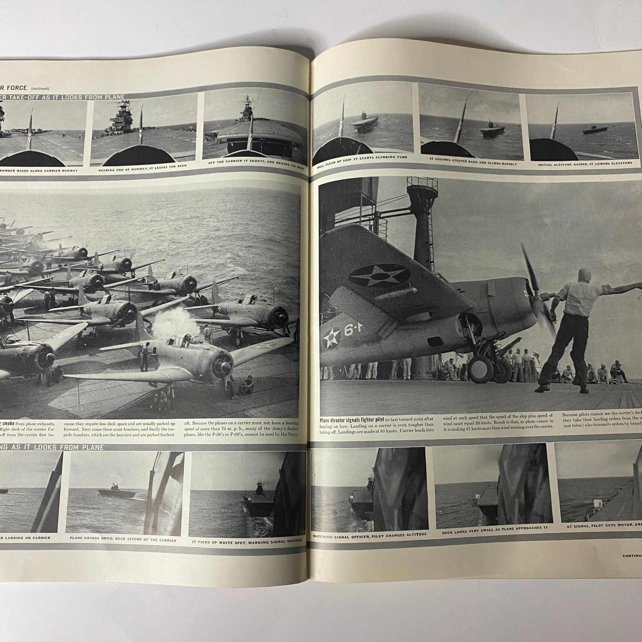 Interior pages of LIFE Magazine December 8, 1941 Vol 11 No. 23 showcasing U.S. Navy Air Force photographs.