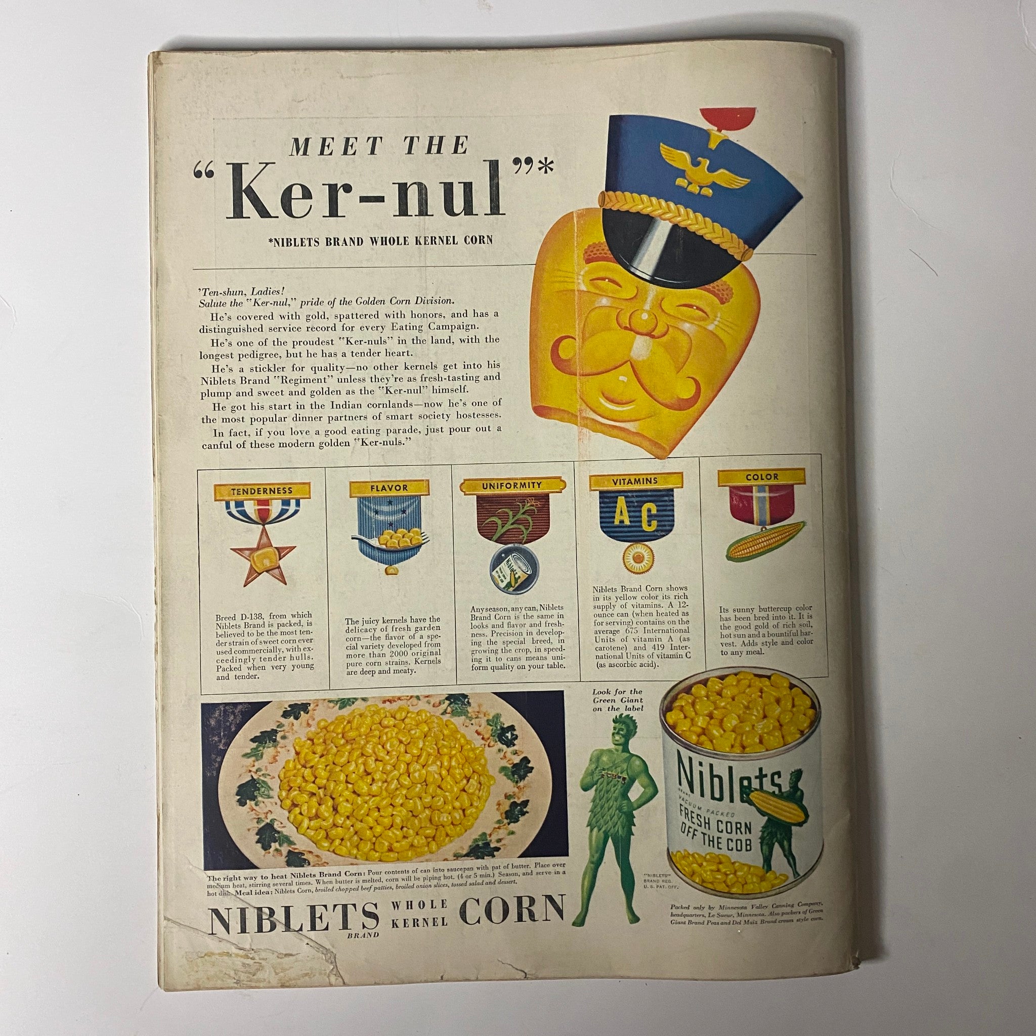Advertisement for Niblets Whole Kernel Corn in LIFE Magazine December 8, 1941 Vol 11 No. 23.