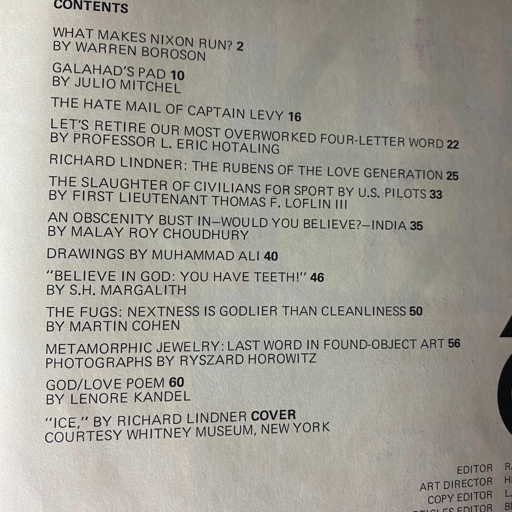 Avant Garde Magazine January 1968 #1 The Hate Mail of Captain Levy No Label