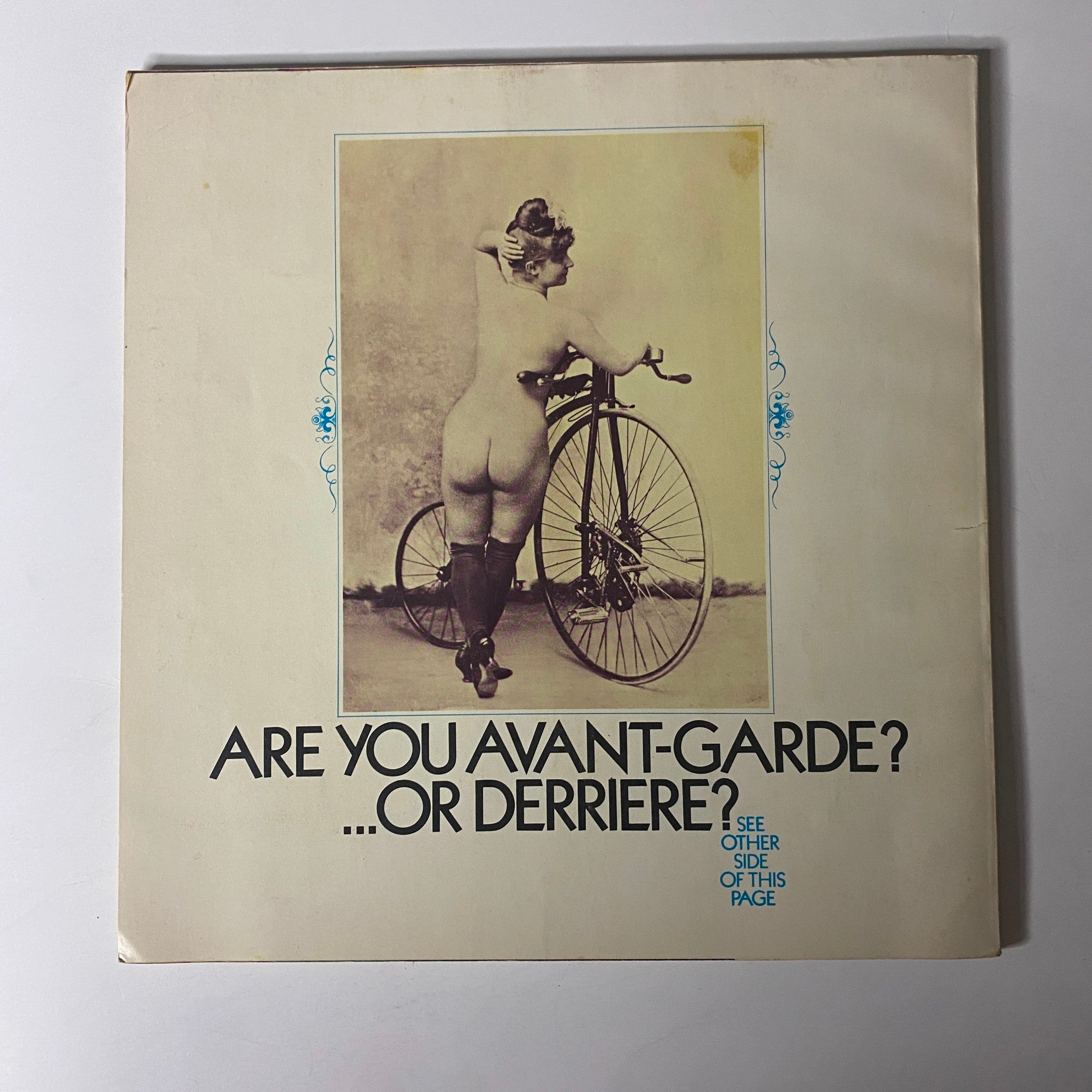 Cover of Avant Garde Magazine November 1968 featuring the provocative question, 'Are you avant-garde? ... or derriere?', framed by artistic elements.