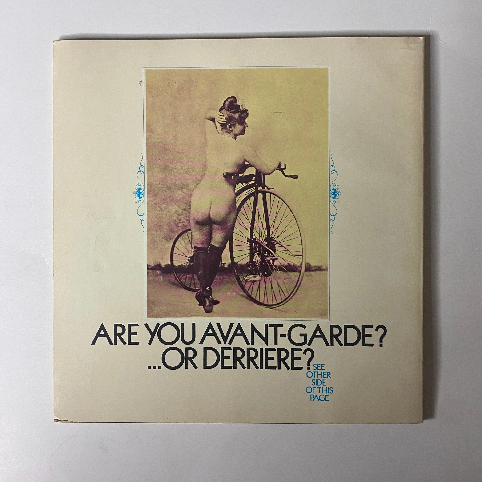 Back cover of Avant Garde Magazine March 1969, Issue No. 4 presenting a quirky, provocative artwork related to the theme of questioning artistic boundaries.