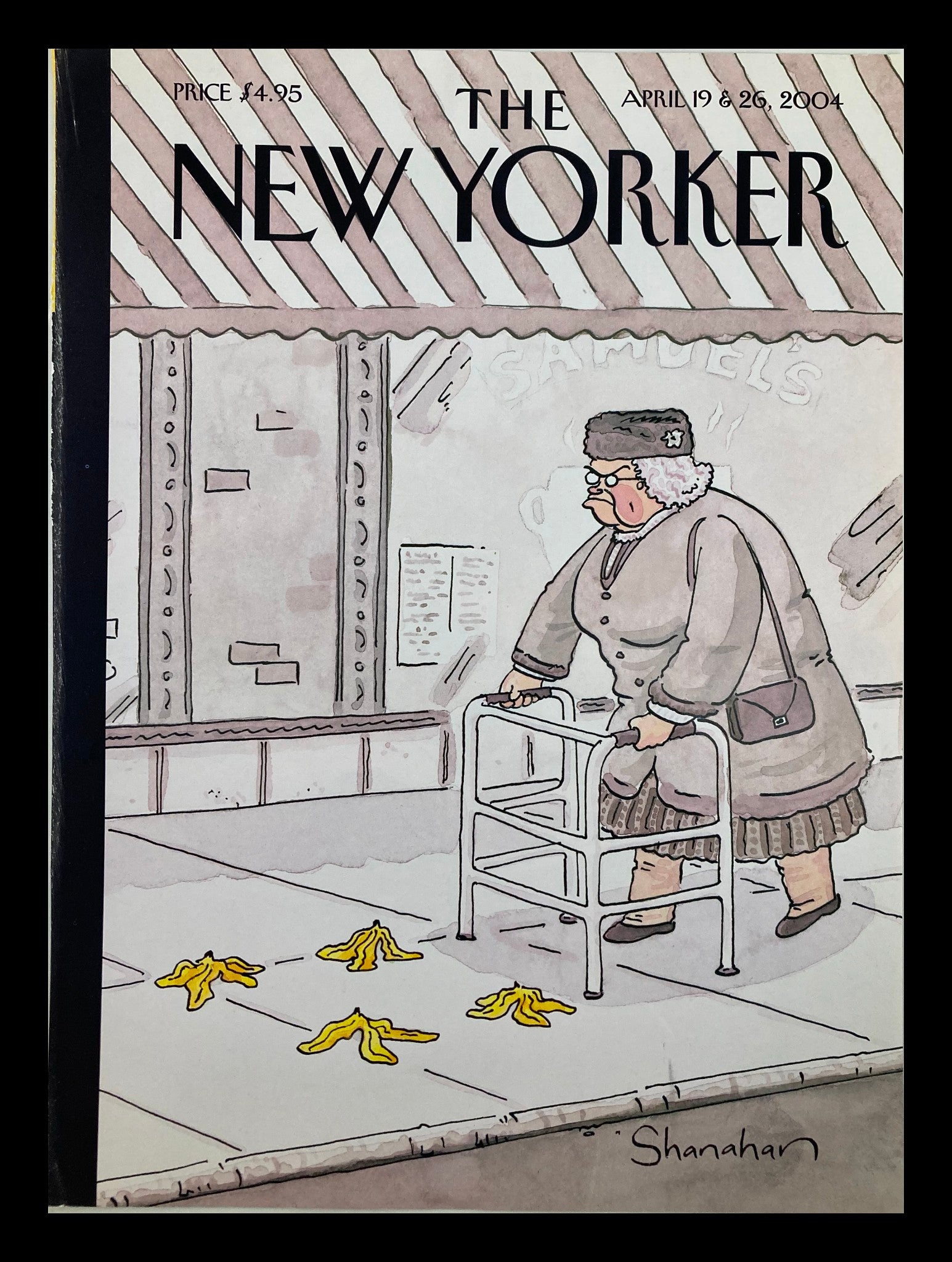 COVER ONLY The New Yorker April 19 2004 Slip on Bananas by Danny Shanahan