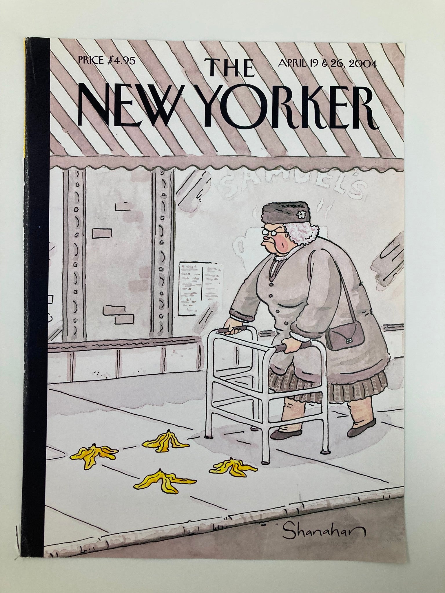 COVER ONLY The New Yorker April 19 2004 Slip on Bananas by Danny Shanahan