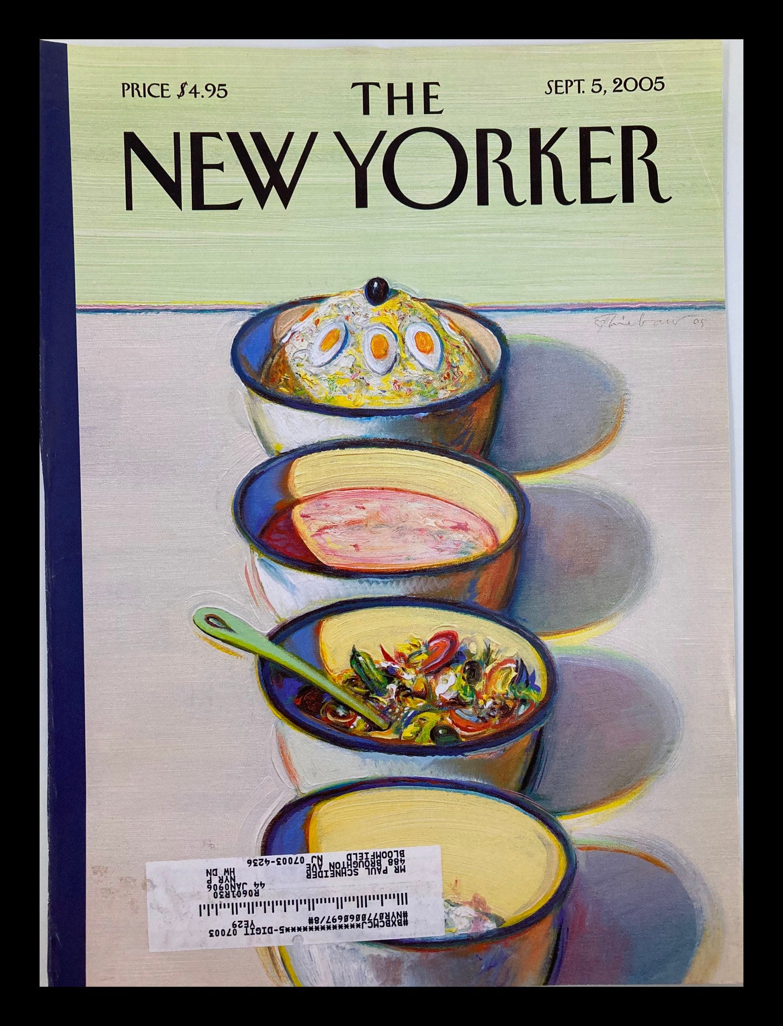 COVER ONLY The New Yorker September 5 2005 Bowl of Ramen by Wayne Thiebaud