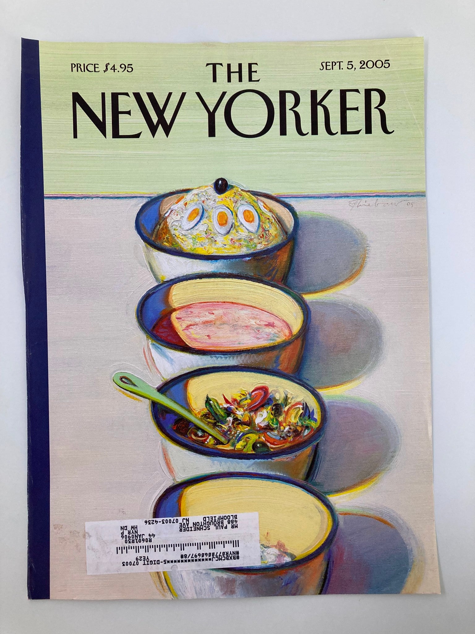 COVER ONLY The New Yorker September 5 2005 Bowl of Ramen by Wayne Thiebaud