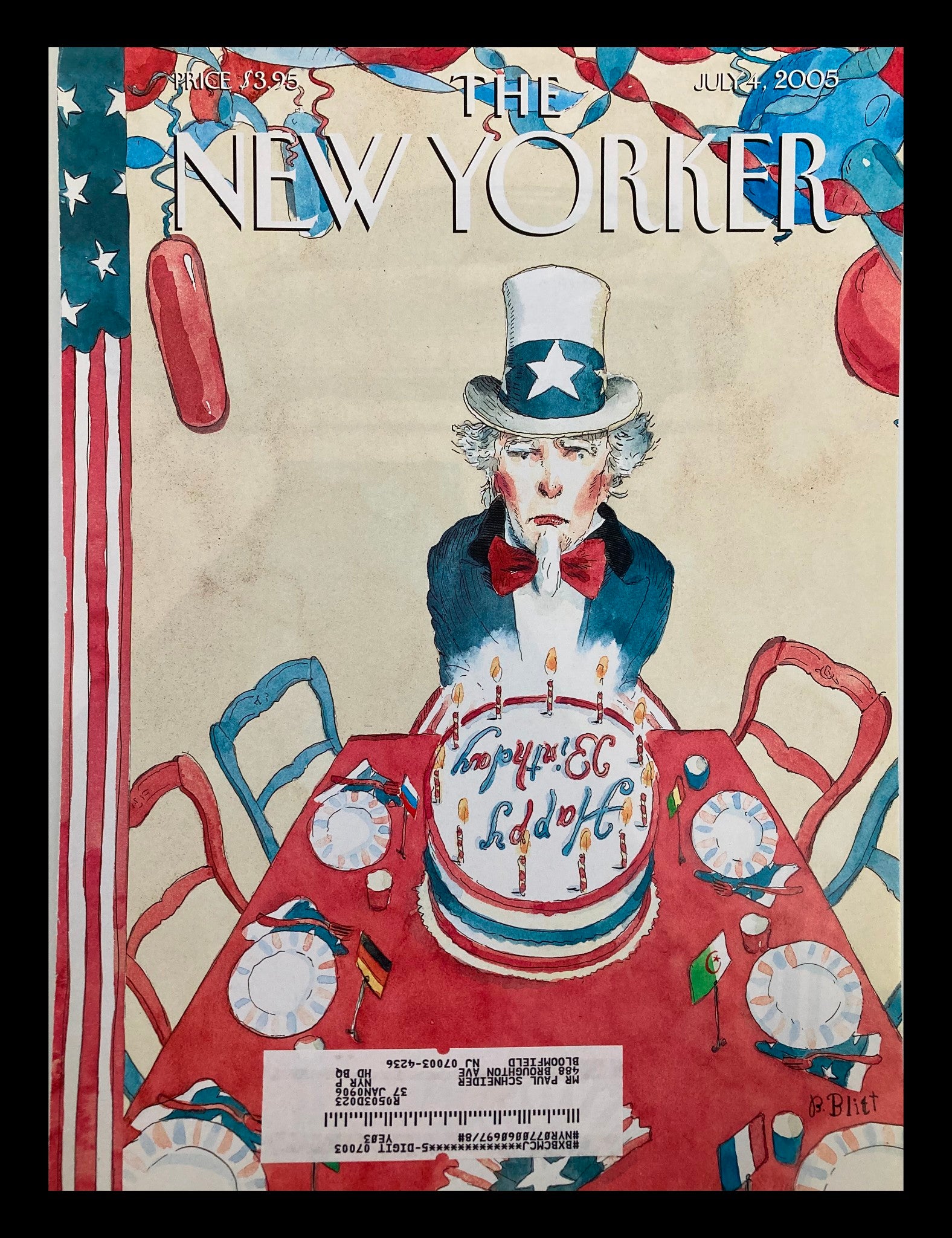 COVER ONLY The New Yorker July 4 2005 Party of Clad by Barry Blitt