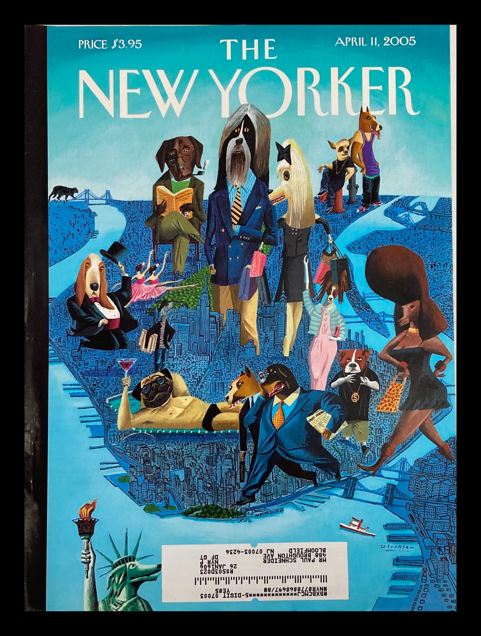 COVER ONLY The New Yorker April 11 2005 City of Dogs by Mark Ulriksen