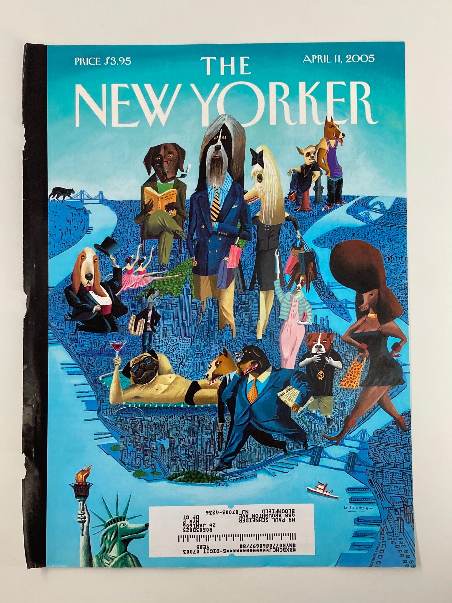 COVER ONLY The New Yorker April 11 2005 City of Dogs by Mark Ulriksen