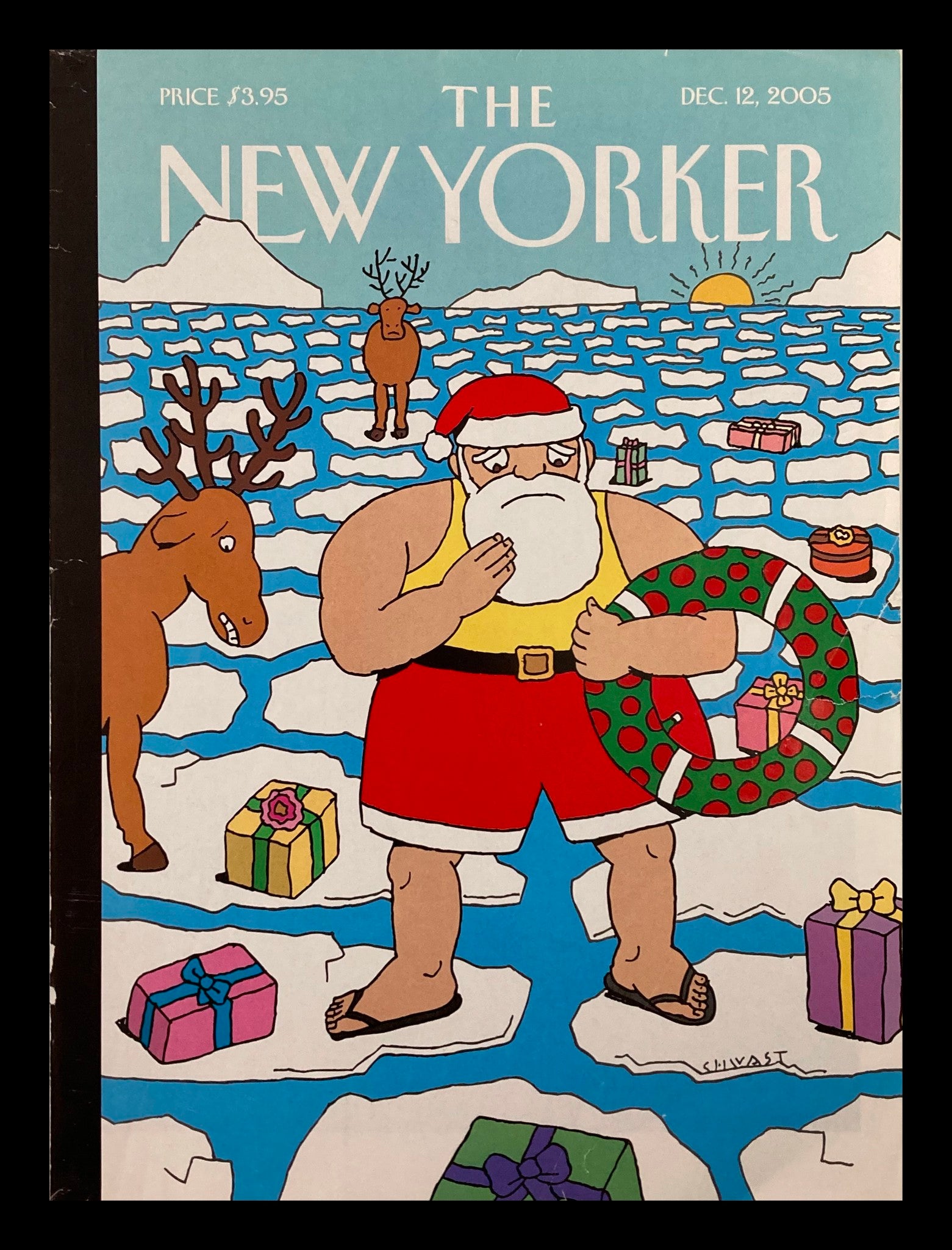 COVER ONLY The New Yorker December 12 2005 Jingle All The Way by Seymour Chwast