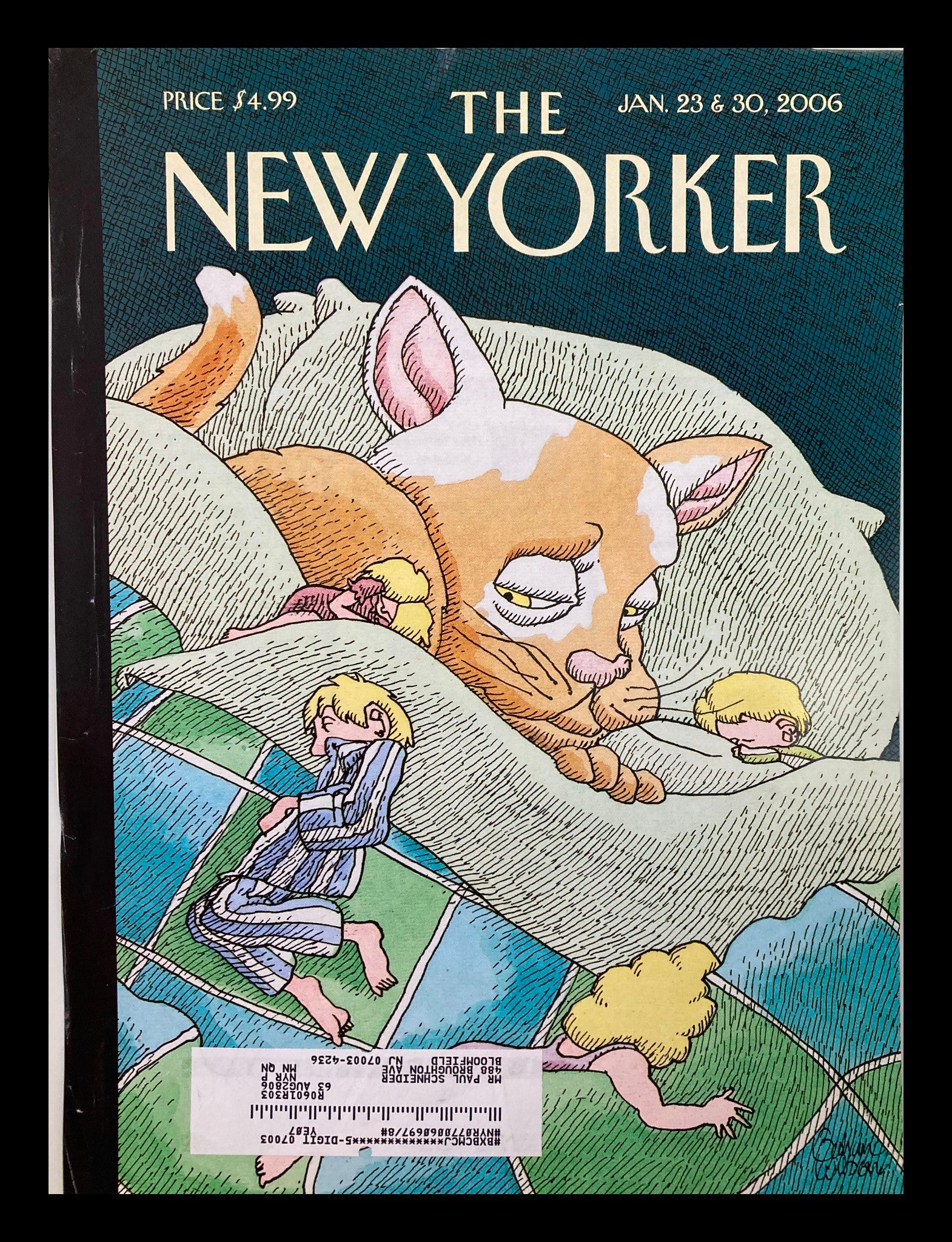 COVER ONLY The New Yorker January 23 2006 Sleeping with Your Cat by Gahan Wilson