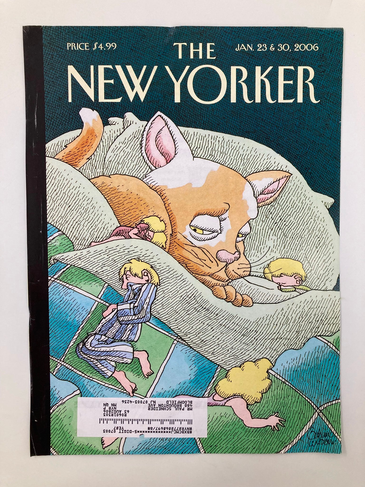 COVER ONLY The New Yorker January 23 2006 Sleeping with Your Cat by Gahan Wilson