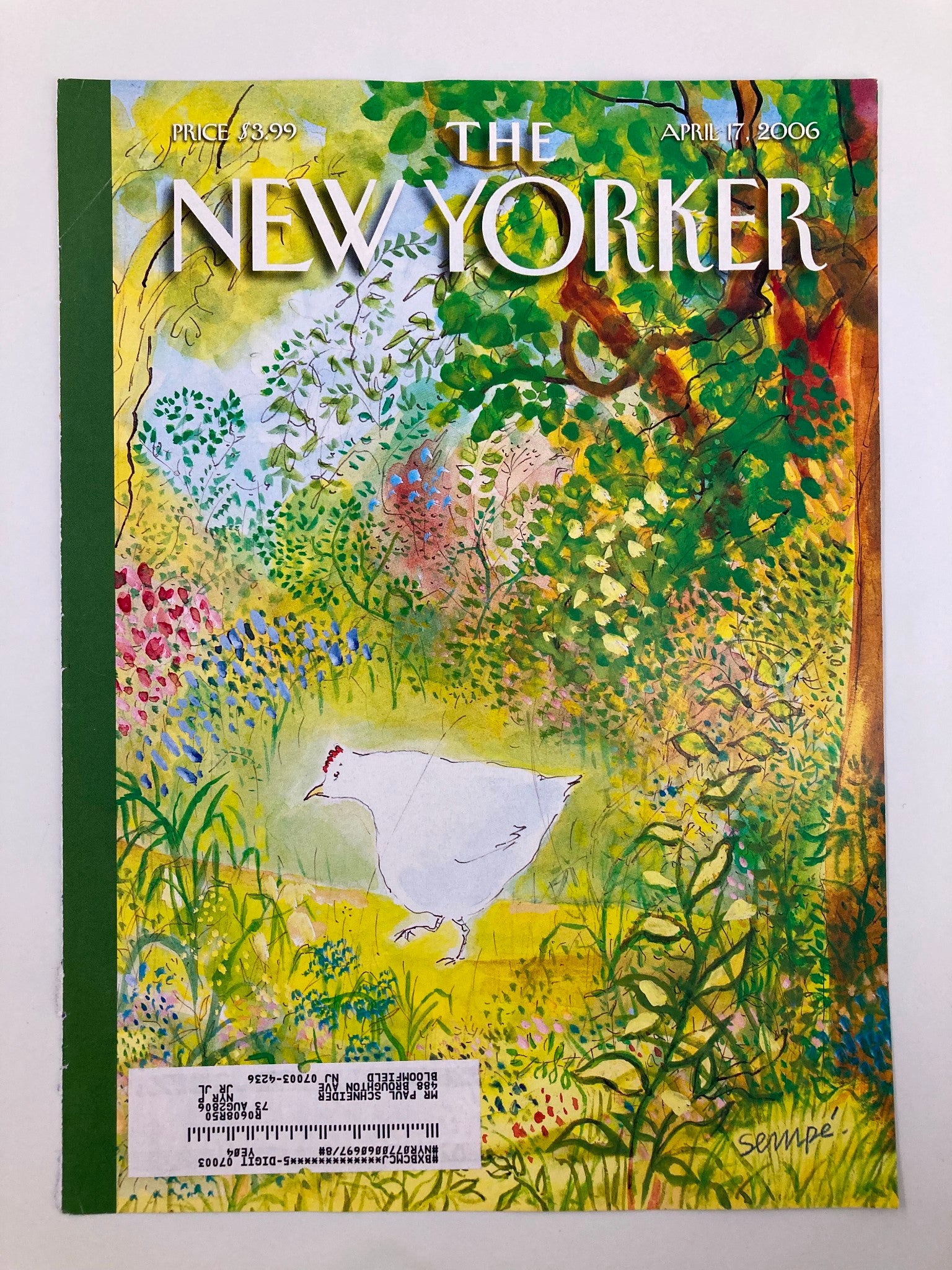 COVER ONLY The New Yorker April 17 2006 Spring Chicken by Jean-Jacques Sempe