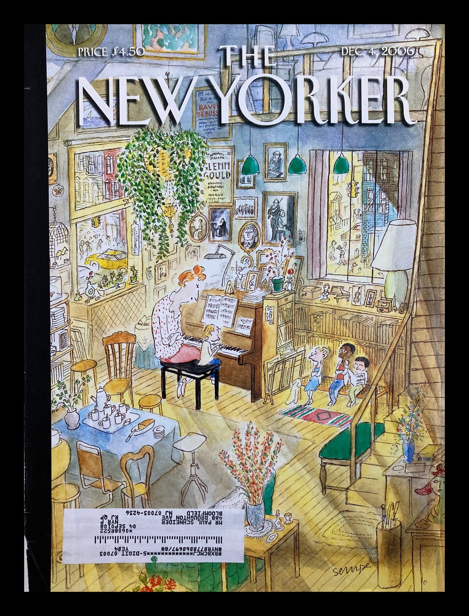 COVER ONLY The New Yorker December 4 2006 The Piano Lesson Jean-Jacques Sempé