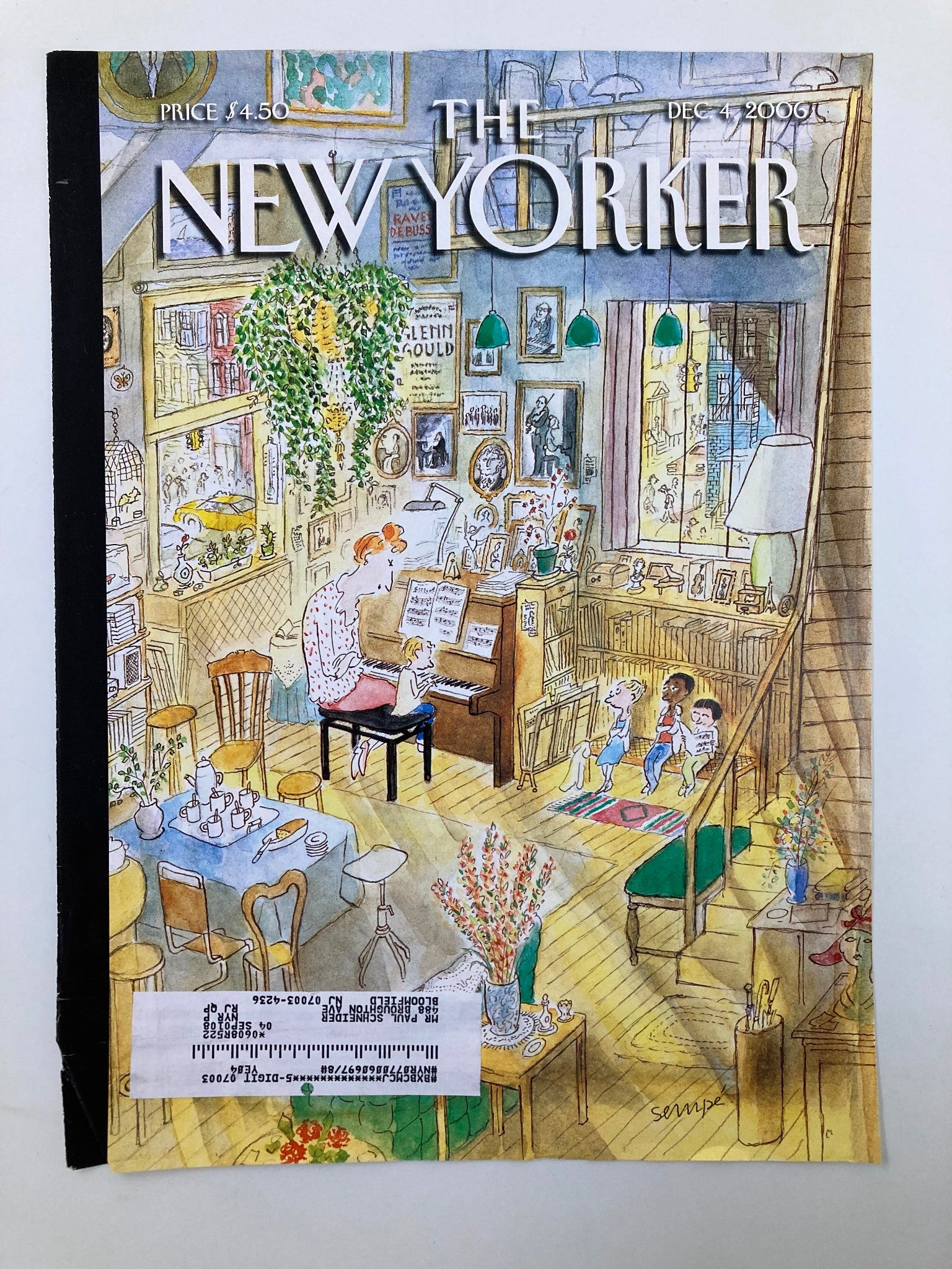 COVER ONLY The New Yorker December 4 2006 The Piano Lesson Jean-Jacques Sempé