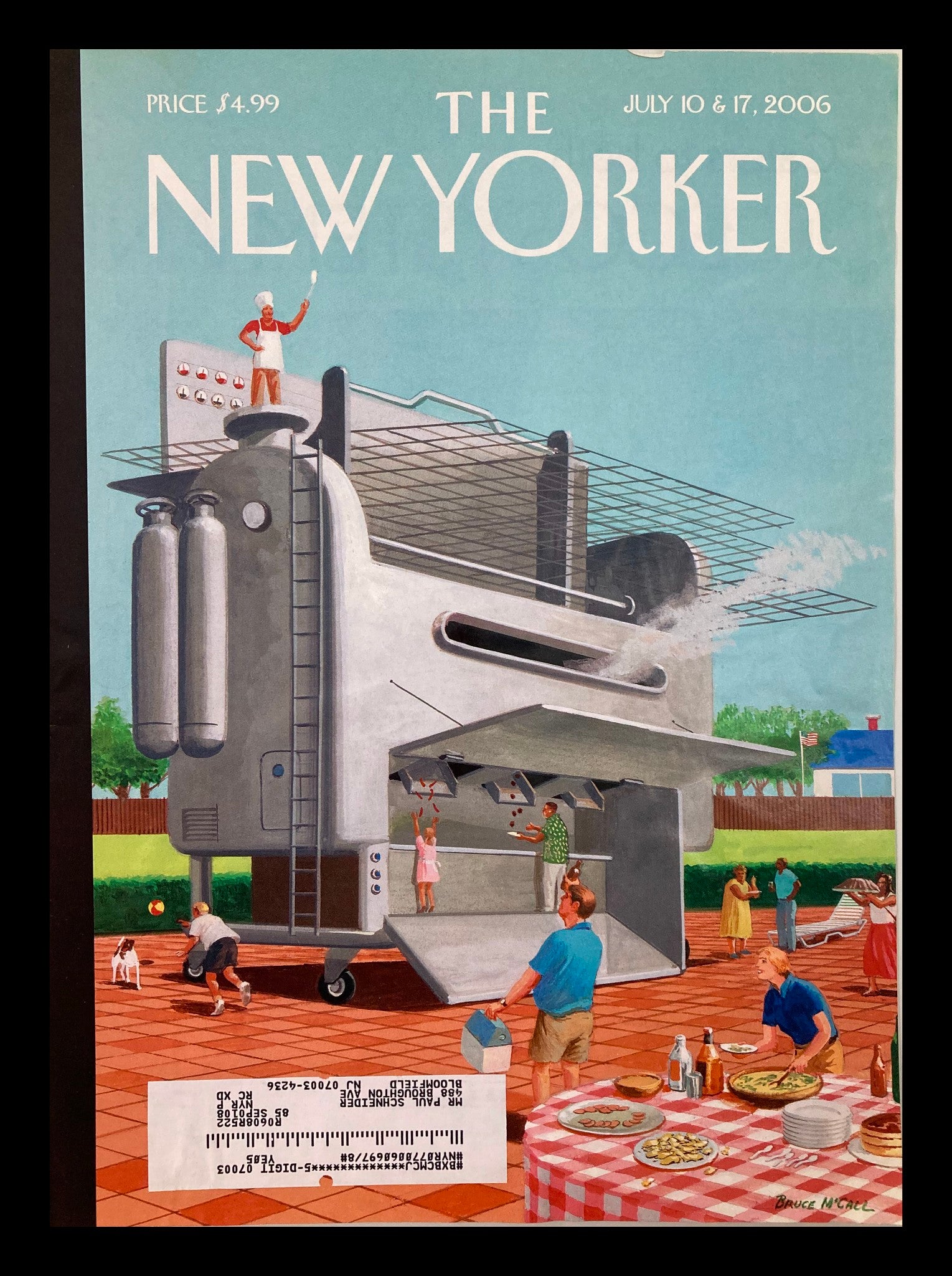 COVER ONLY The New Yorker July 10 2006 Back Yard BBQ by Bruce McCall