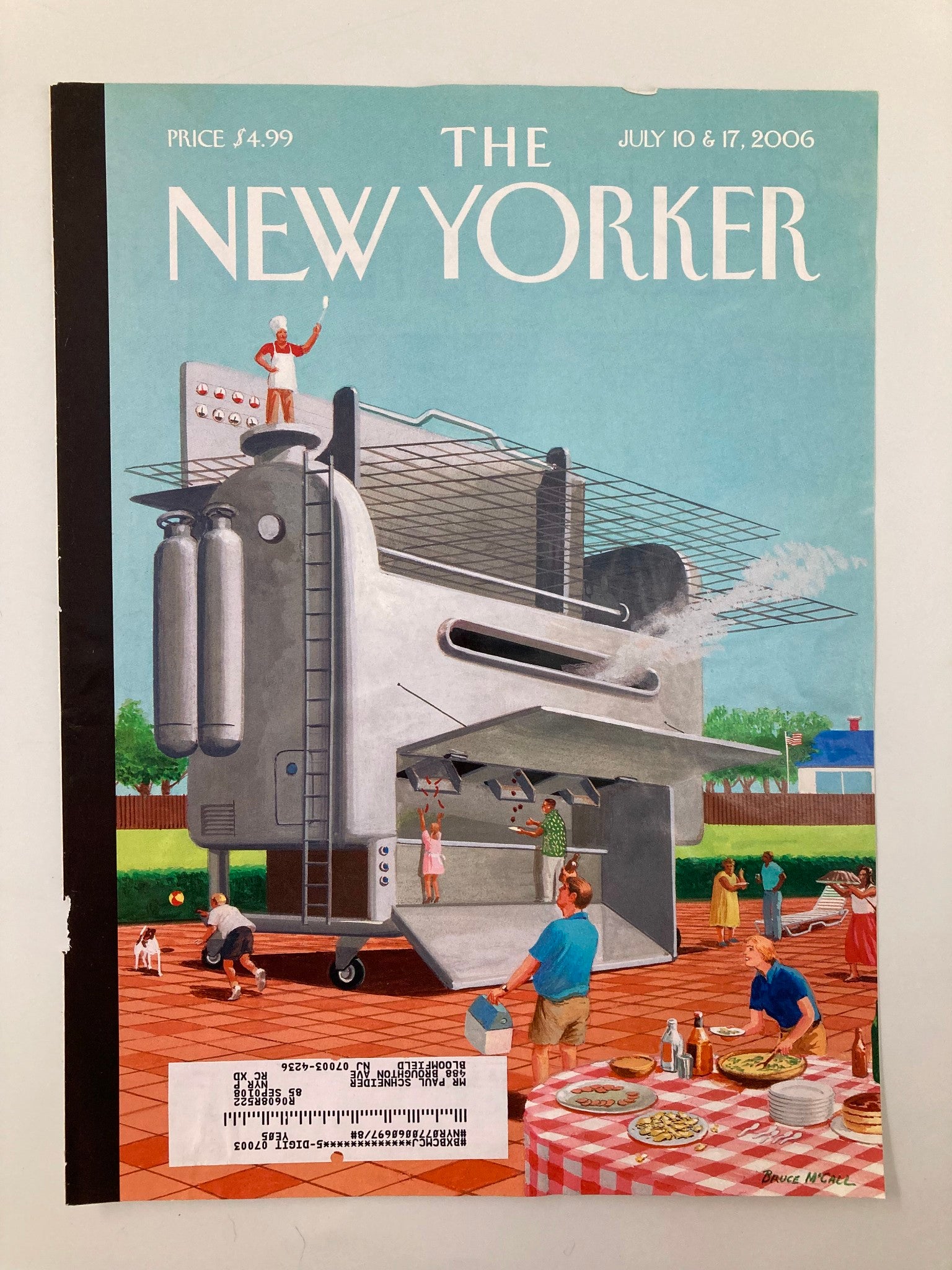 COVER ONLY The New Yorker July 10 2006 Back Yard BBQ by Bruce McCall