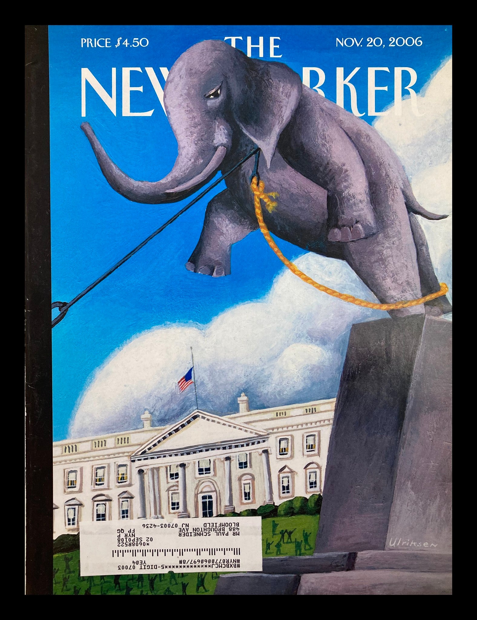 COVER ONLY The New Yorker November 20 2006 To the Elephant Graveyard by Ulriksen